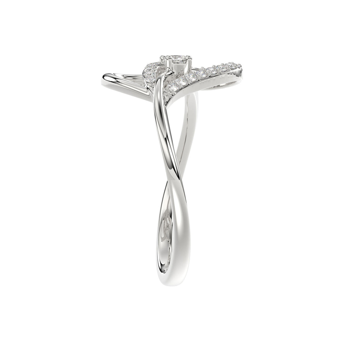 Ladies Elysian Heart Ring 0.15Ct Round Diamond Sterling Silver White � Romantic Fine Jewelry For Women