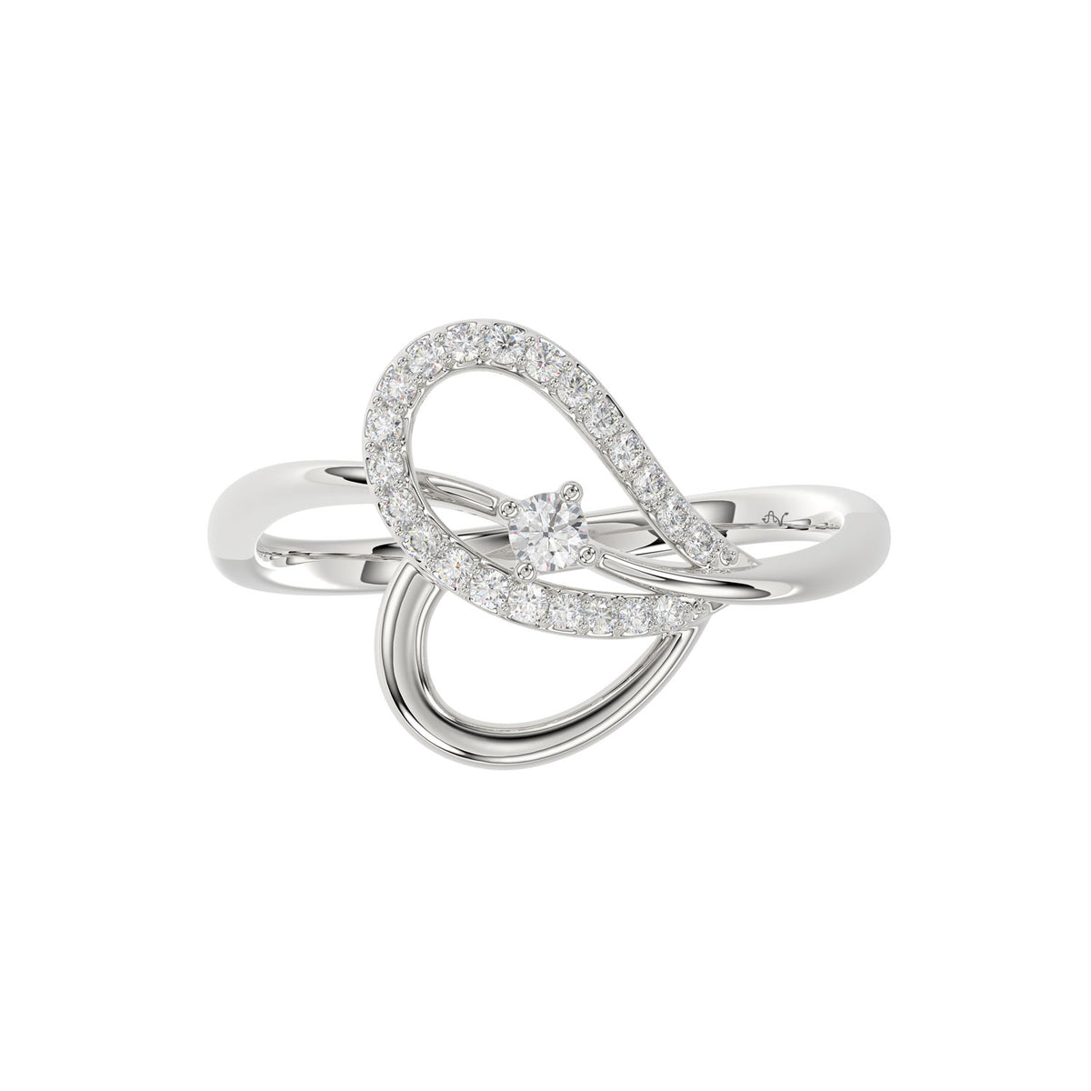 Ladies Elysian Heart Ring 0.15Ct Round Diamond Sterling Silver White � Romantic Fine Jewelry For Women