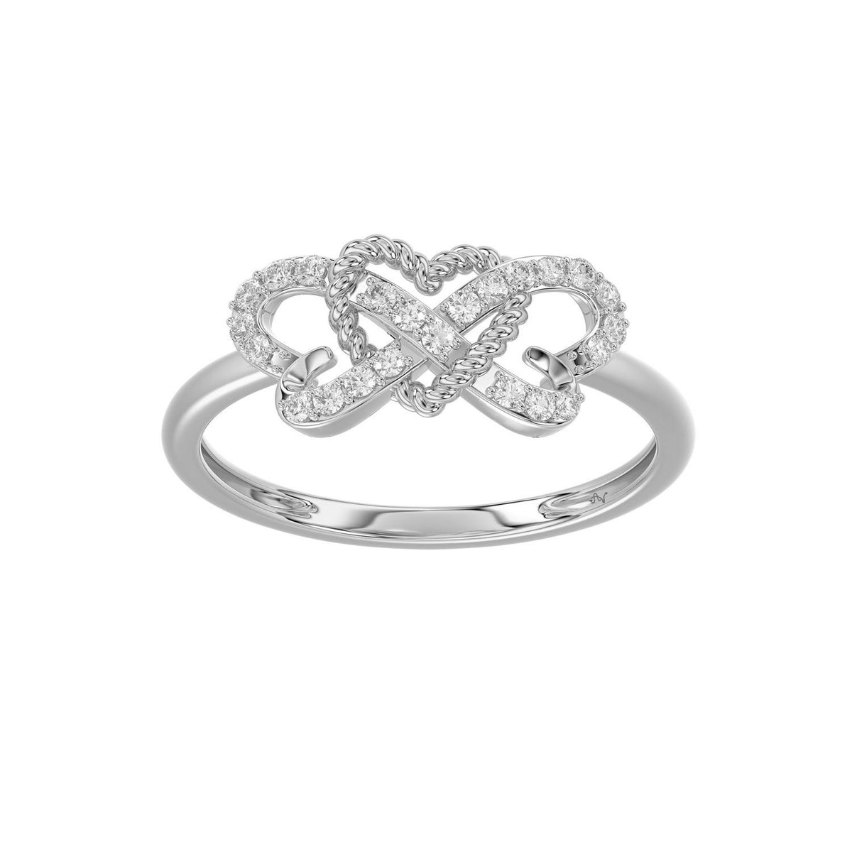Sterling Silver Ladies 0.15CT Round Diamond Infinity Heart Engagement Fashion Ring Elegant Romantic Jewelry