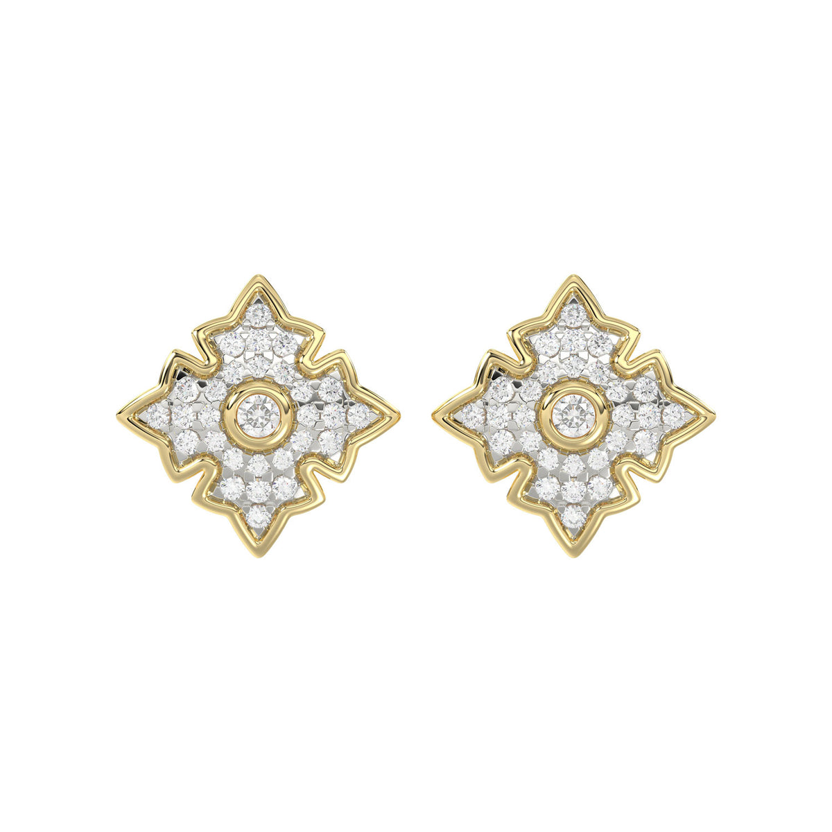 LADIES EARRING 0.25CT ROUND DIAMOND 10K YELLOW GOLD