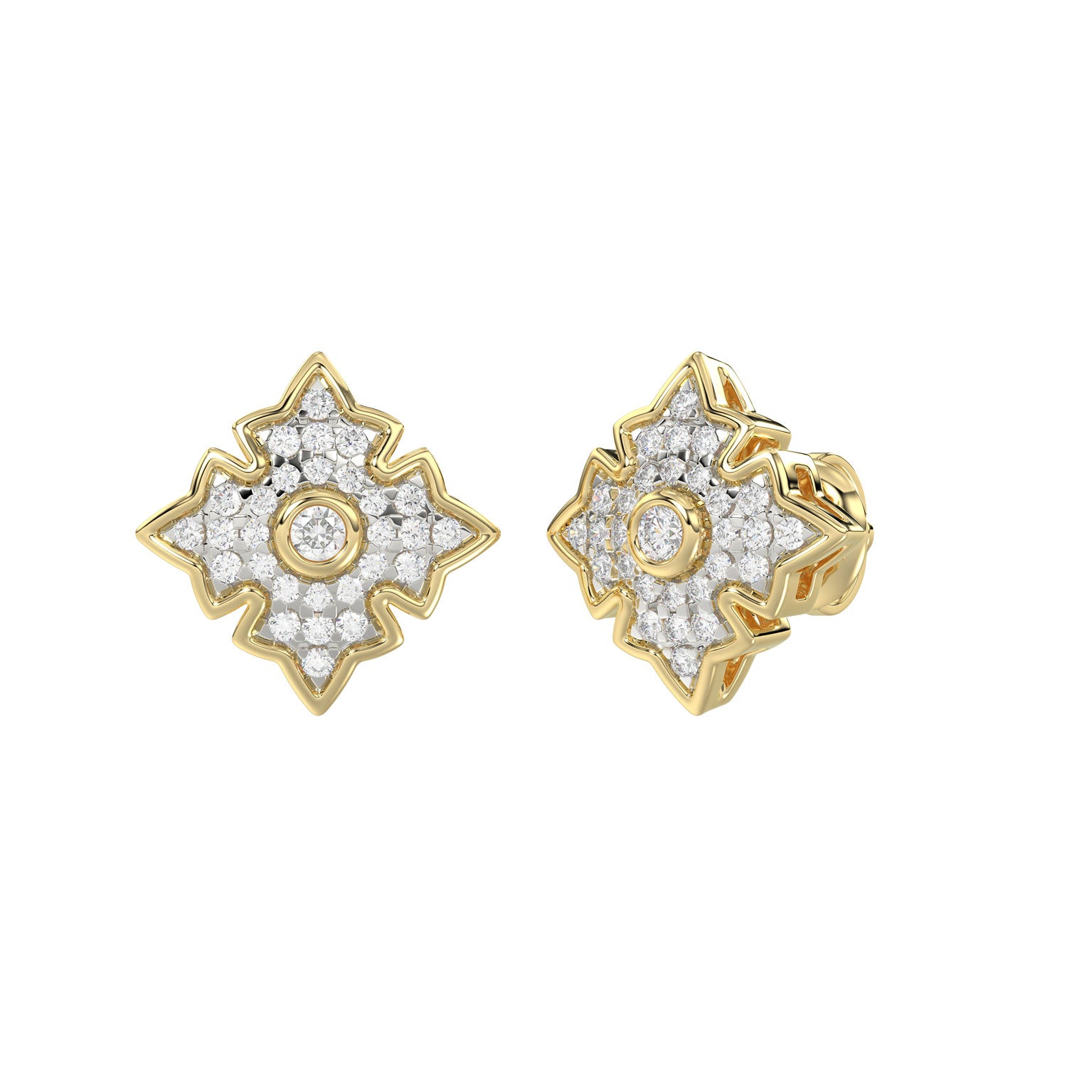 LADIES EARRING 0.25CT ROUND DIAMOND 10K YELLOW GOLD