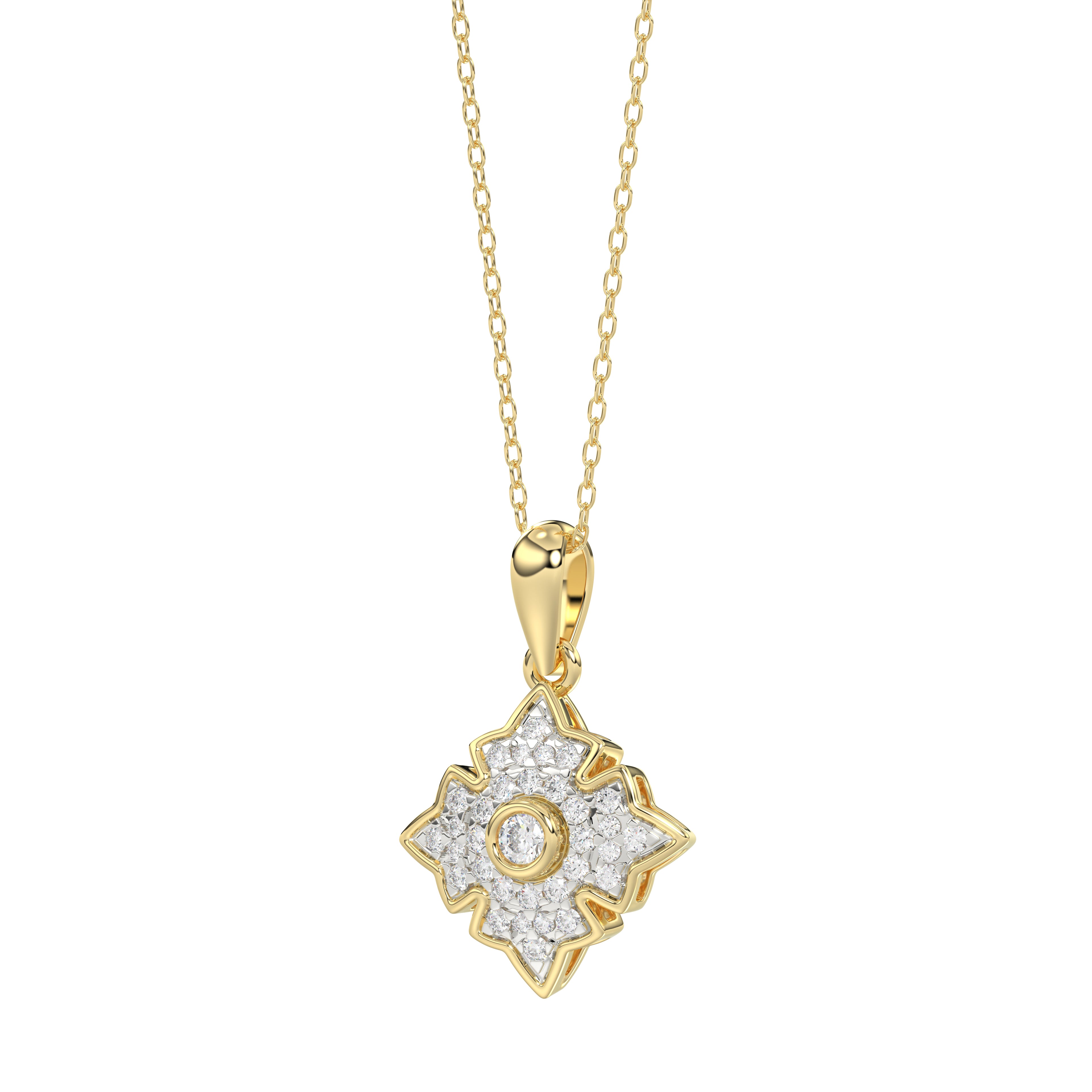 LADIES PENDANT 0.25CT ROUND DIAMOND 10K YELLOW GOLD