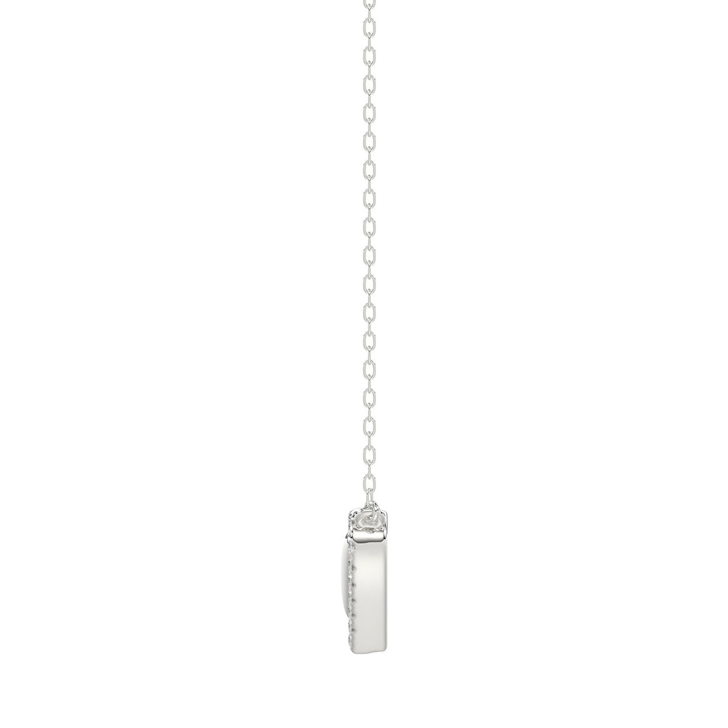 Round Diamond Heart Necklace, 0.10Ct Sterling Silver  Love Necklace, Minimal Heart Charm Pendant For Your Loved One, Girlfriend Gift