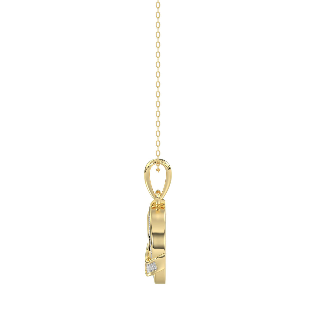 LADIES PENDANT 0.15CT ROUND/BAGUETTE DIAMOND 10K YELLOW GOLD