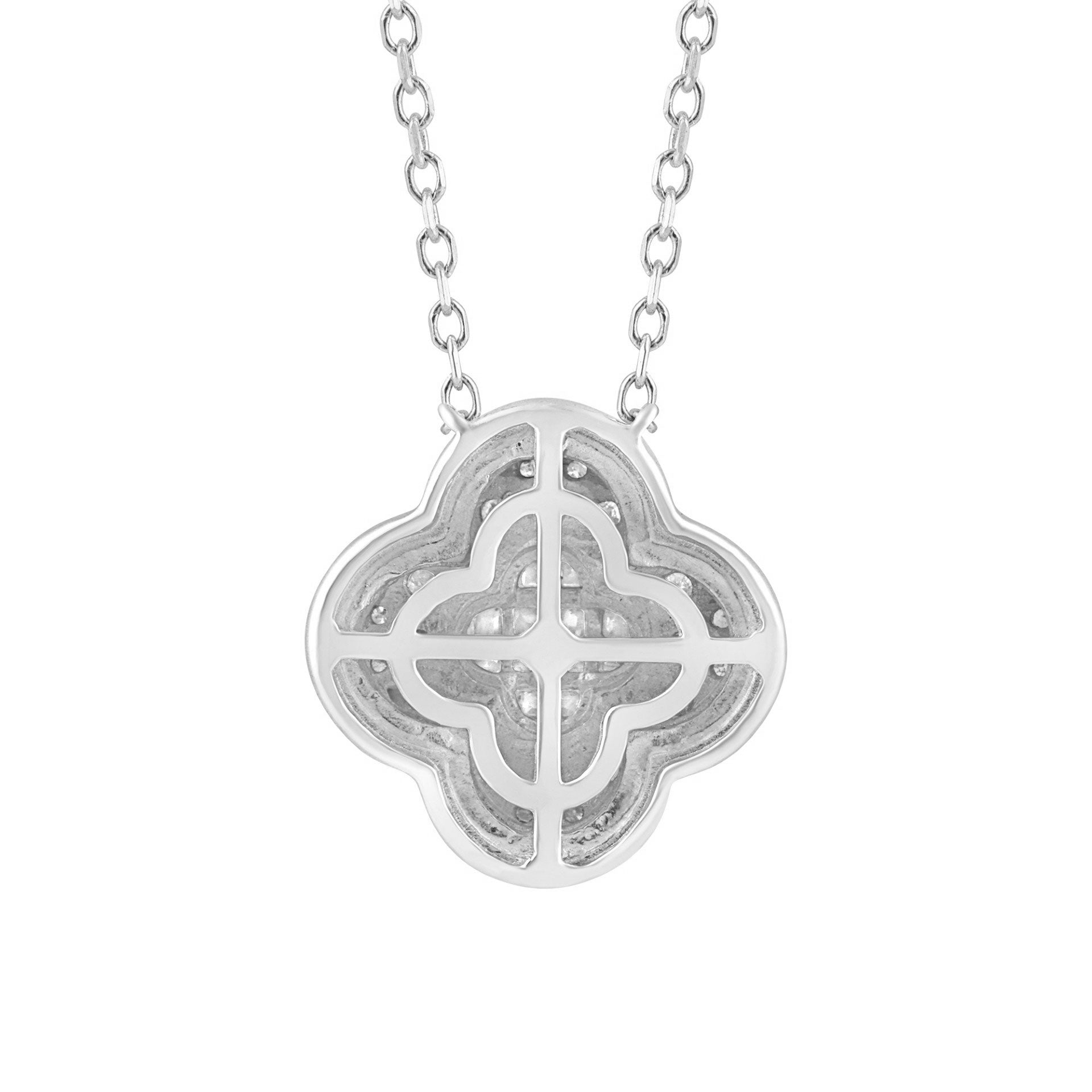 LADIES PENDANT WITH CHAIN 0.25CT ROUND/BAGUETTE DIAMOND 10K WHITE GOLD