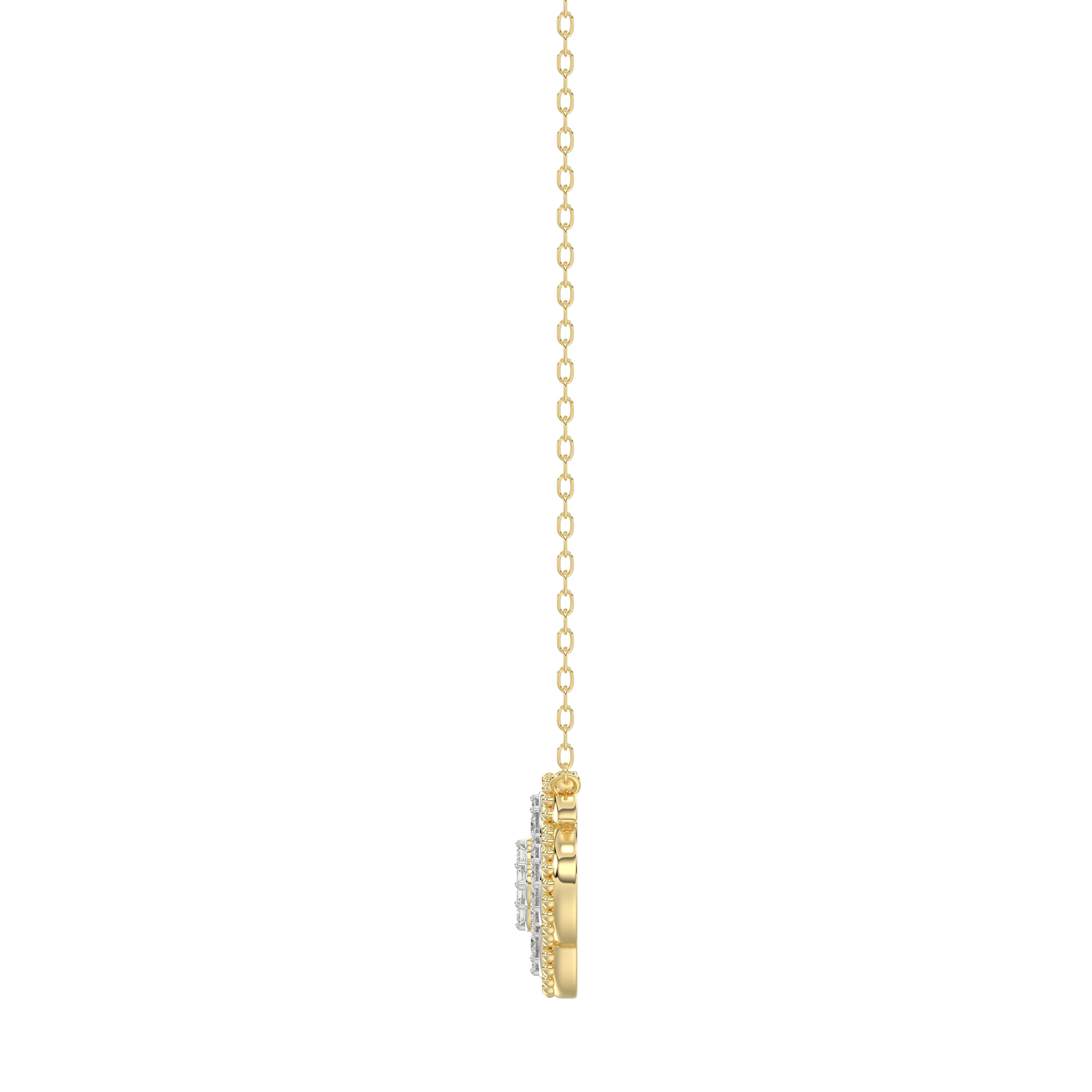 LADIES PENDANT 0.25CT ROUND/BAGUETTE DIAMOND 10K YELLOW GOLD