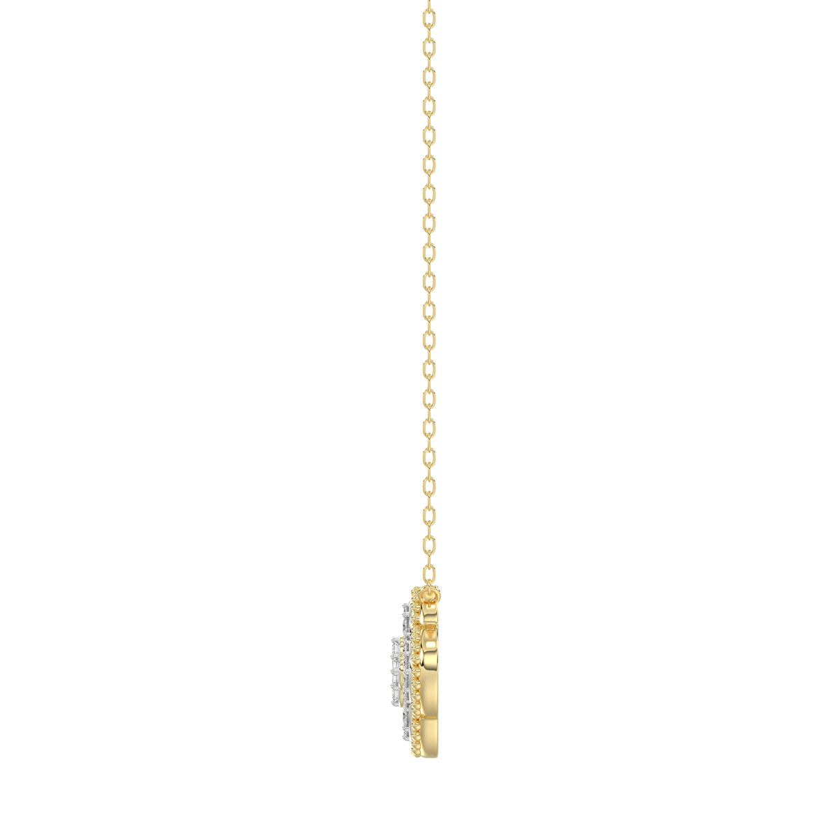 LADIES PENDANT 0.25CT ROUND/BAGUETTE DIAMOND 10K YELLOW GOLD