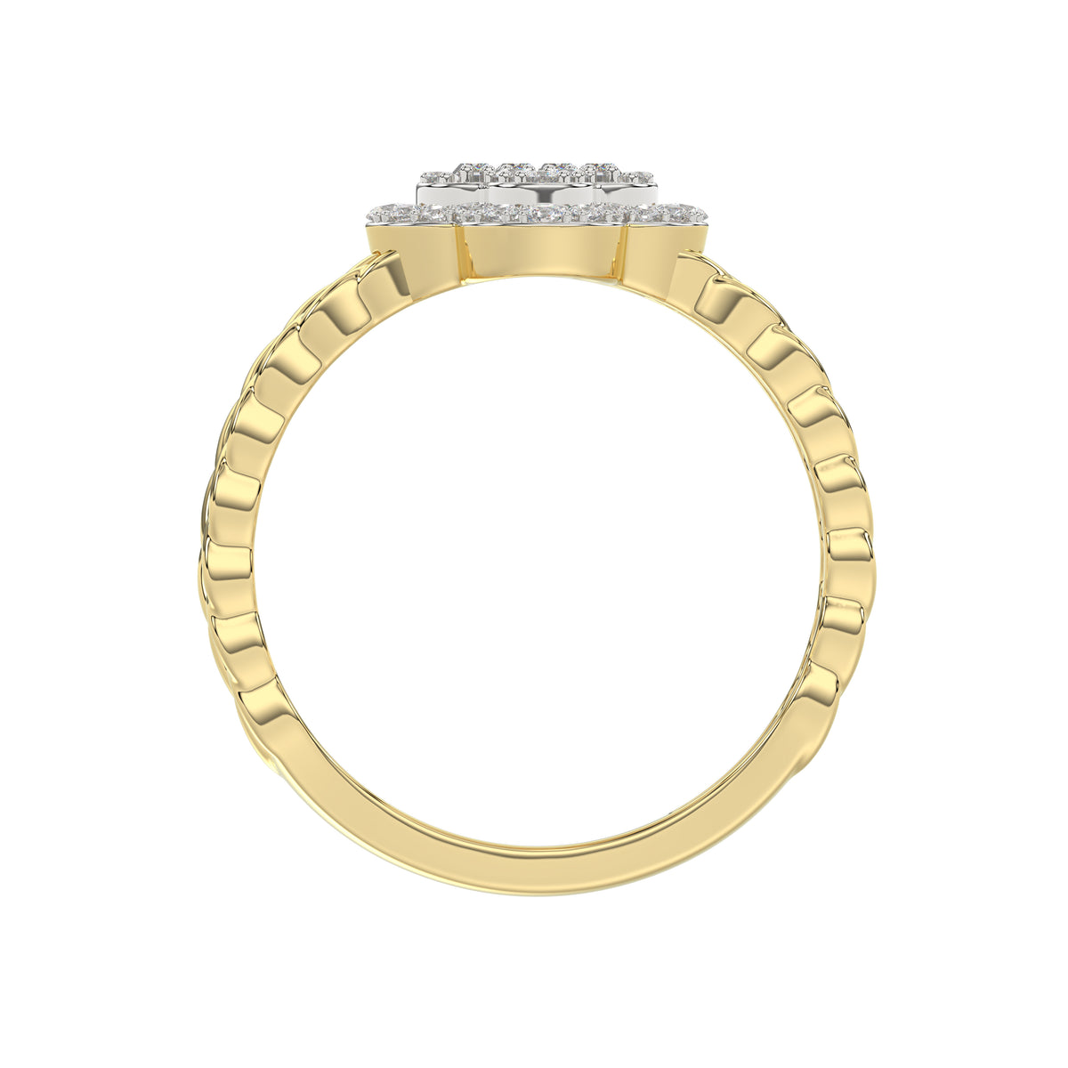 LADIES RING 0.25CT ROUND/BAGUETTE DIAMOND 10K YELLOW GOLD