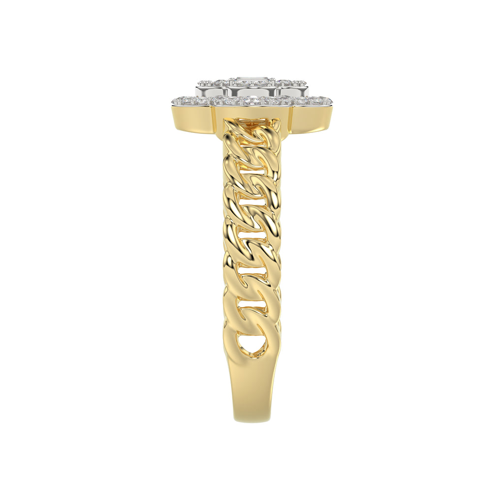 LADIES RING 0.25CT ROUND/BAGUETTE DIAMOND 10K YELLOW GOLD