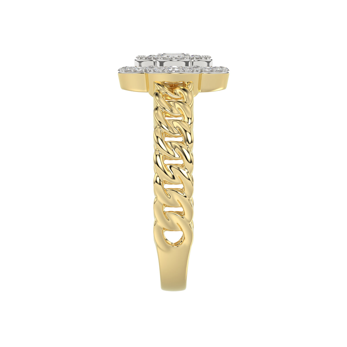 LADIES RING 0.25CT ROUND/BAGUETTE DIAMOND 10K YELLOW GOLD