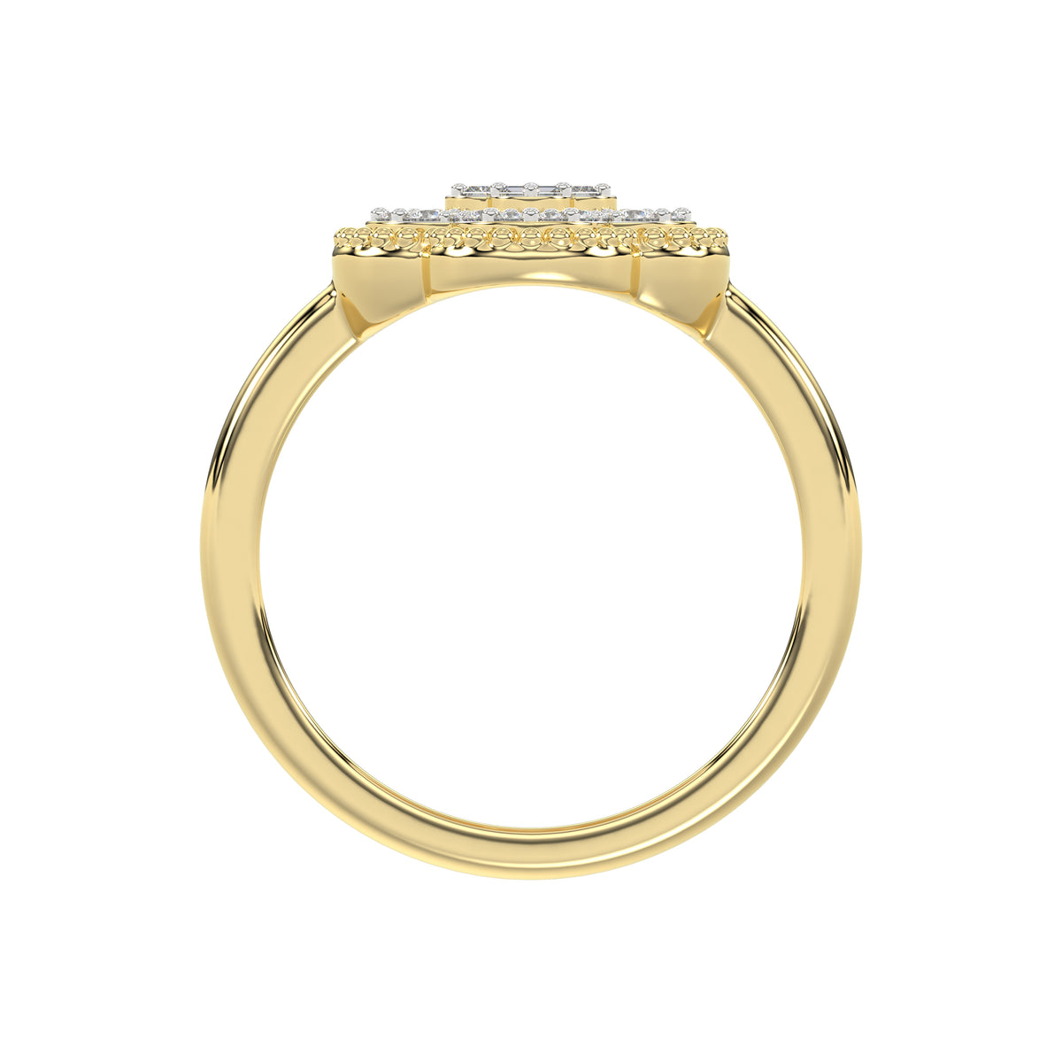 LADIES RING 0.25CT ROUND/BAGUETTE DIAMOND 10K YELLOW GOLD