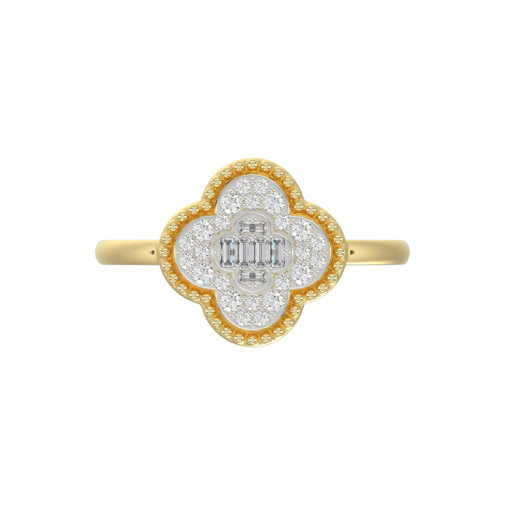 LADIES RING 0.25CT ROUND/BAGUETTE DIAMOND 10K YELLOW GOLD