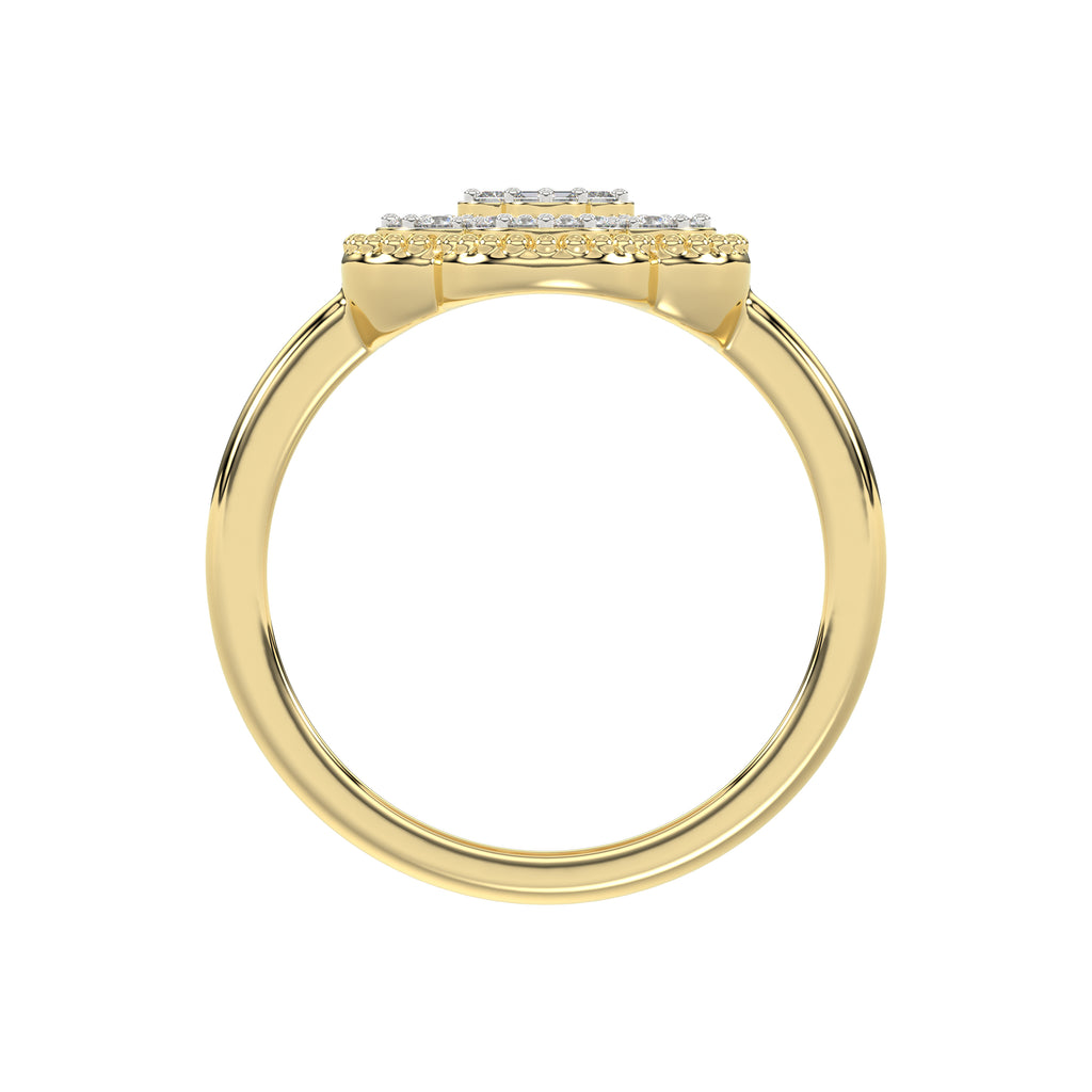 LADIES RING 0.25CT ROUND/BAGUETTE DIAMOND 10K YELLOW GOLD