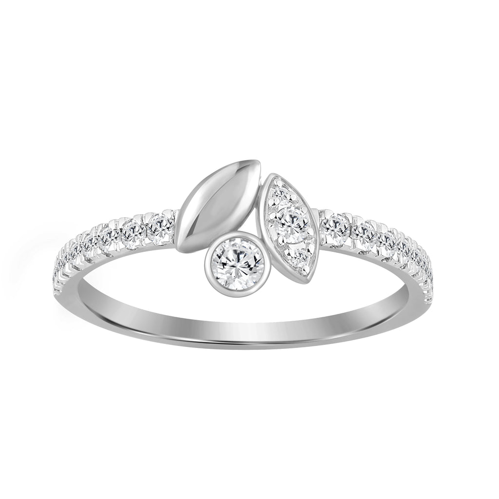 Elegance Ladies Round Diamond Cluster Fashion Ring In 10K White Gold � Marquise Design