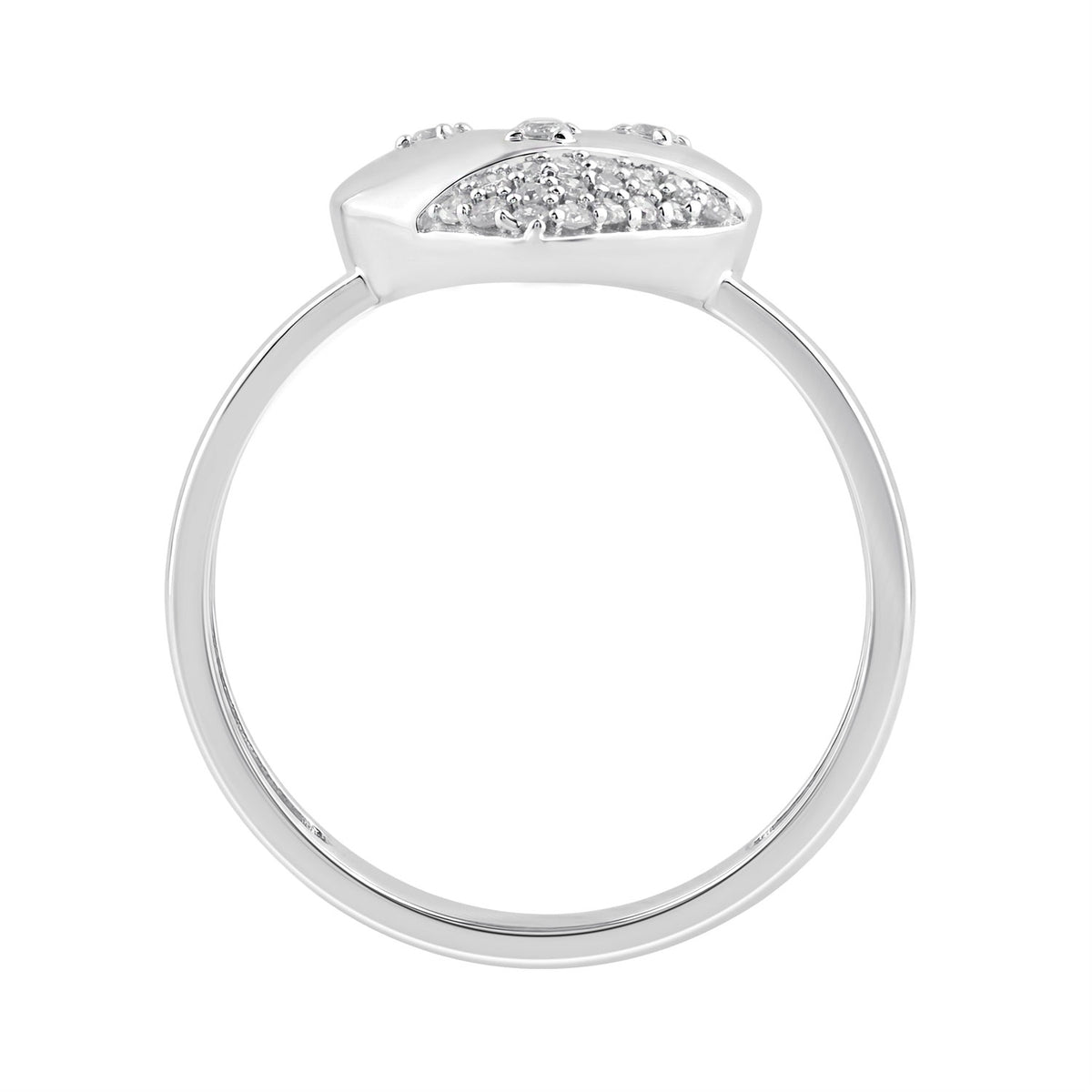 Sterling Silver Ladies Fashion Ring With 0.10Ct Round Diamond Heart Design