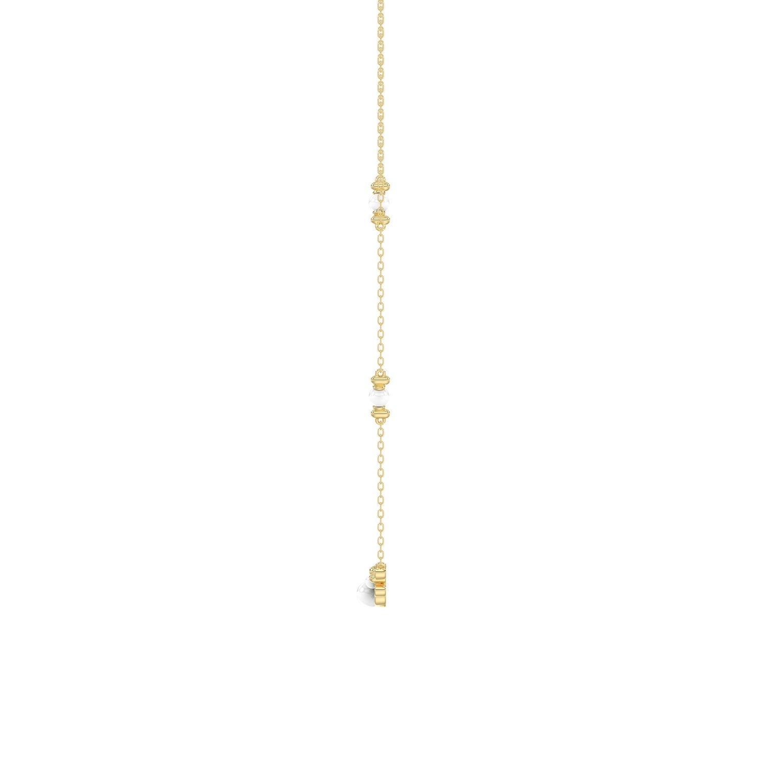LADIES NECKLACE 0.16CT ROUND/PEARL DIAMOND 14K YELLOW GOLD