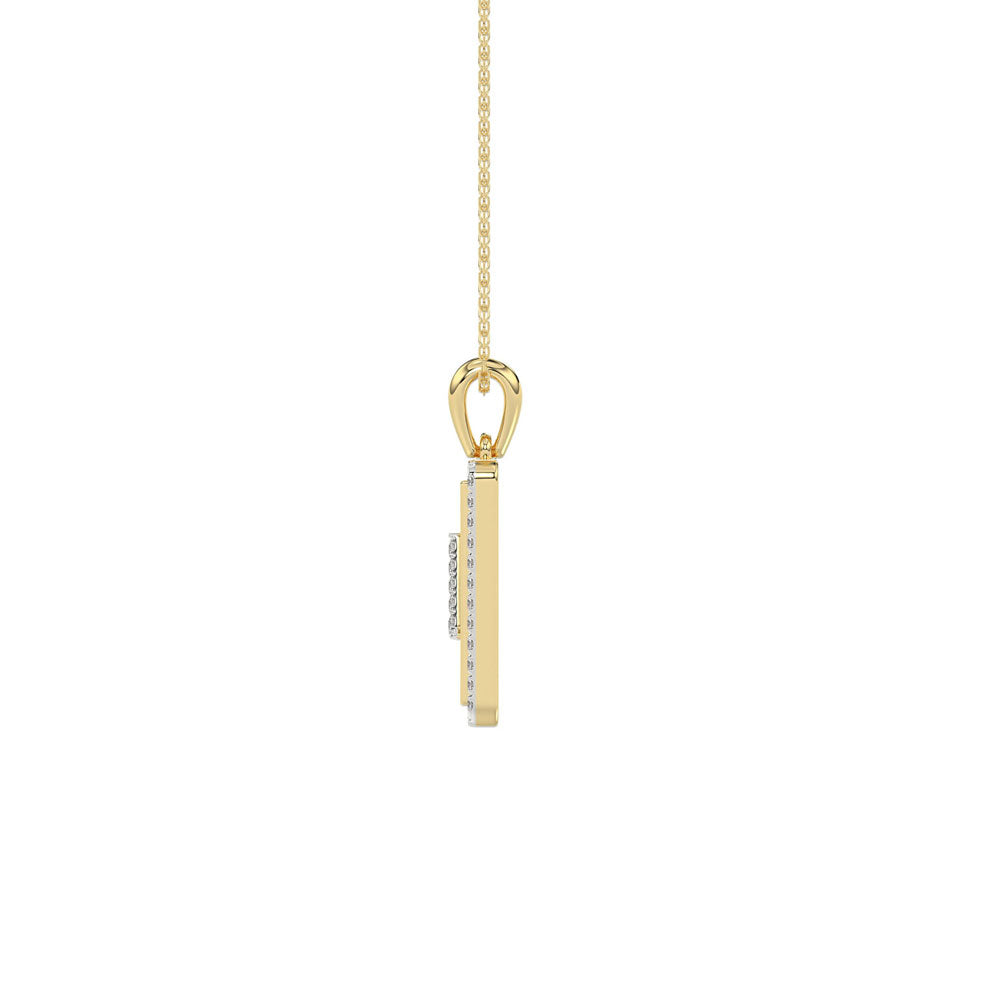 10K Yellow Gold letter 'E' Fashion Pendant With Chain - 0.20 CT Round Diamond Ladies Jewelry Gift