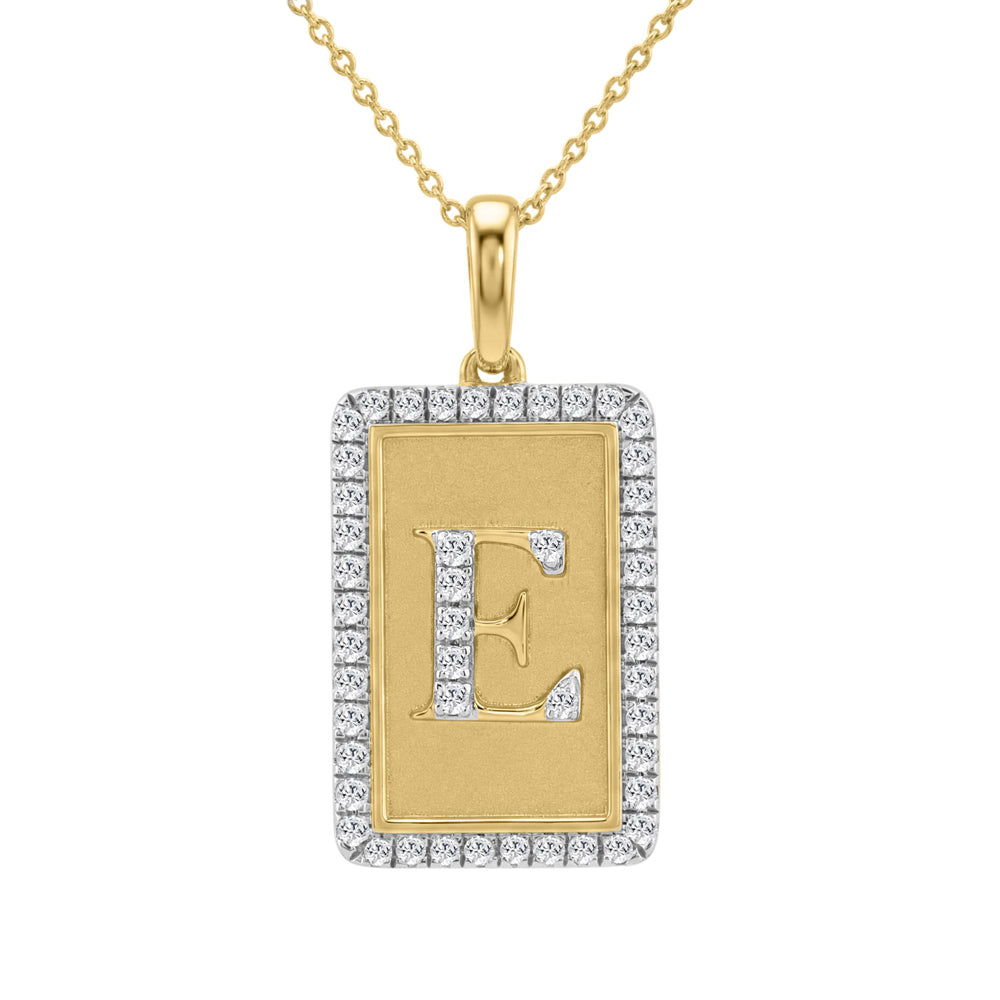 10K Yellow Gold letter 'E' Fashion Pendant With Chain - 0.20 CT Round Diamond Ladies Jewelry Gift