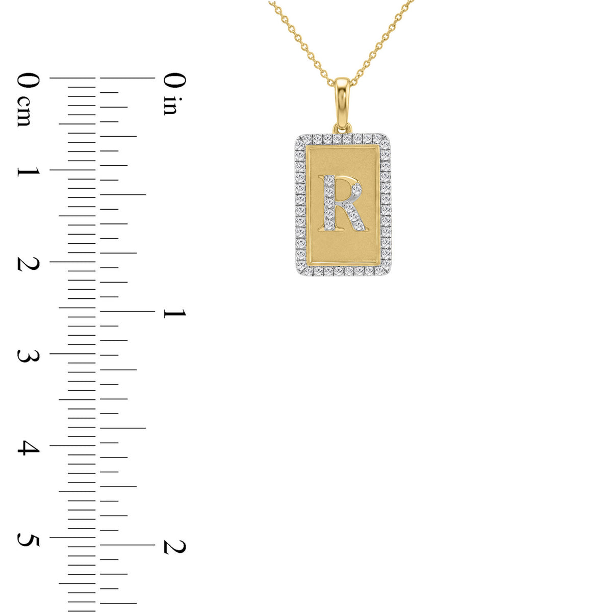 Elegant Ladies 0.20Ct Round Diamond �R Alphabet Fashion Pendant With Chain � 10K Yellow Gold