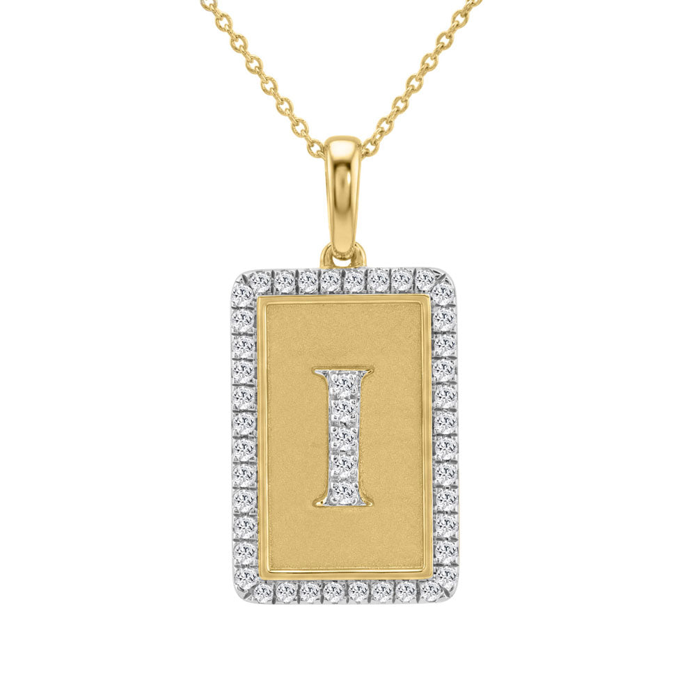 10K Yellow Gold letter 'I' Fashion Pendant With Chain - 0.20 CT Round Diamond Ladies Jewelry Gift