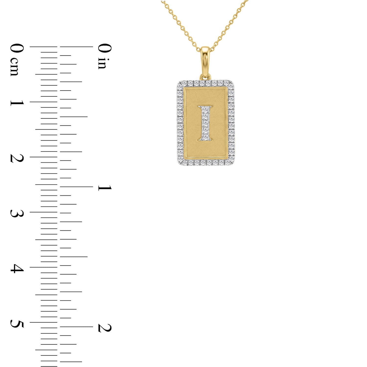 10K Yellow Gold letter 'I' Fashion Pendant With Chain - 0.20 CT Round Diamond Ladies Jewelry Gift