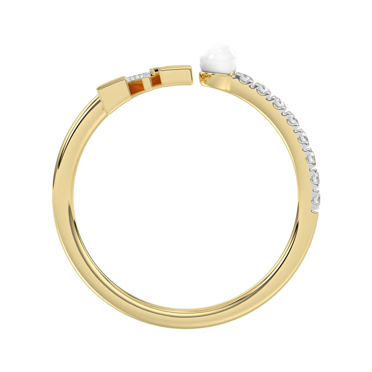 LADIES RING 0.10CT ROUND/PEARL DIAMOND 10K YELLOW GOLD