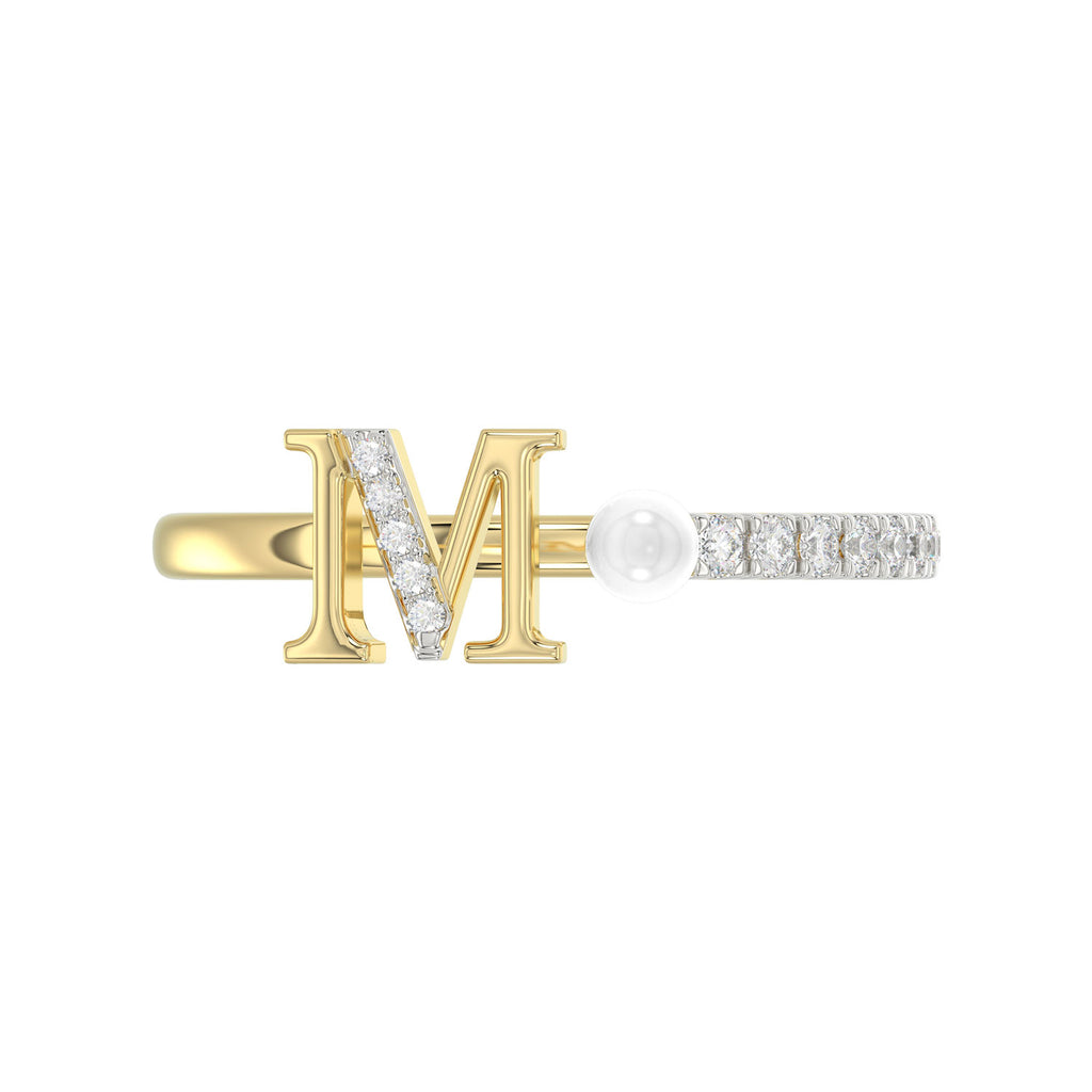 LADIES RING 0.10CT ROUND/PEARL DIAMOND 10K YELLOW GOLD