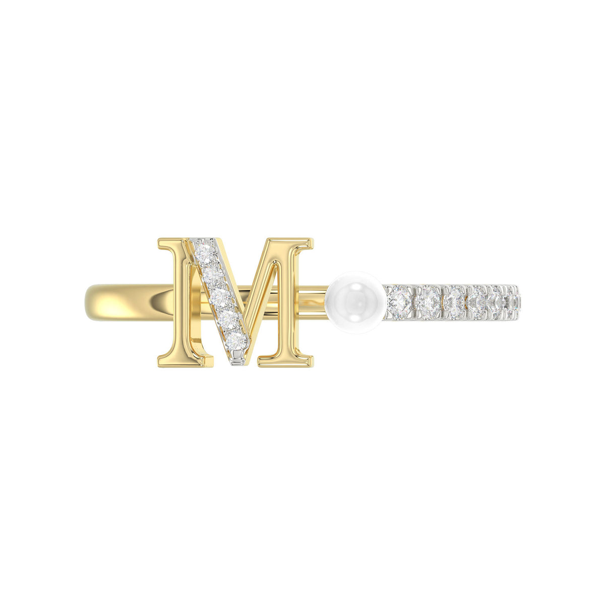 LADIES RING 0.10CT ROUND/PEARL DIAMOND 10K YELLOW GOLD