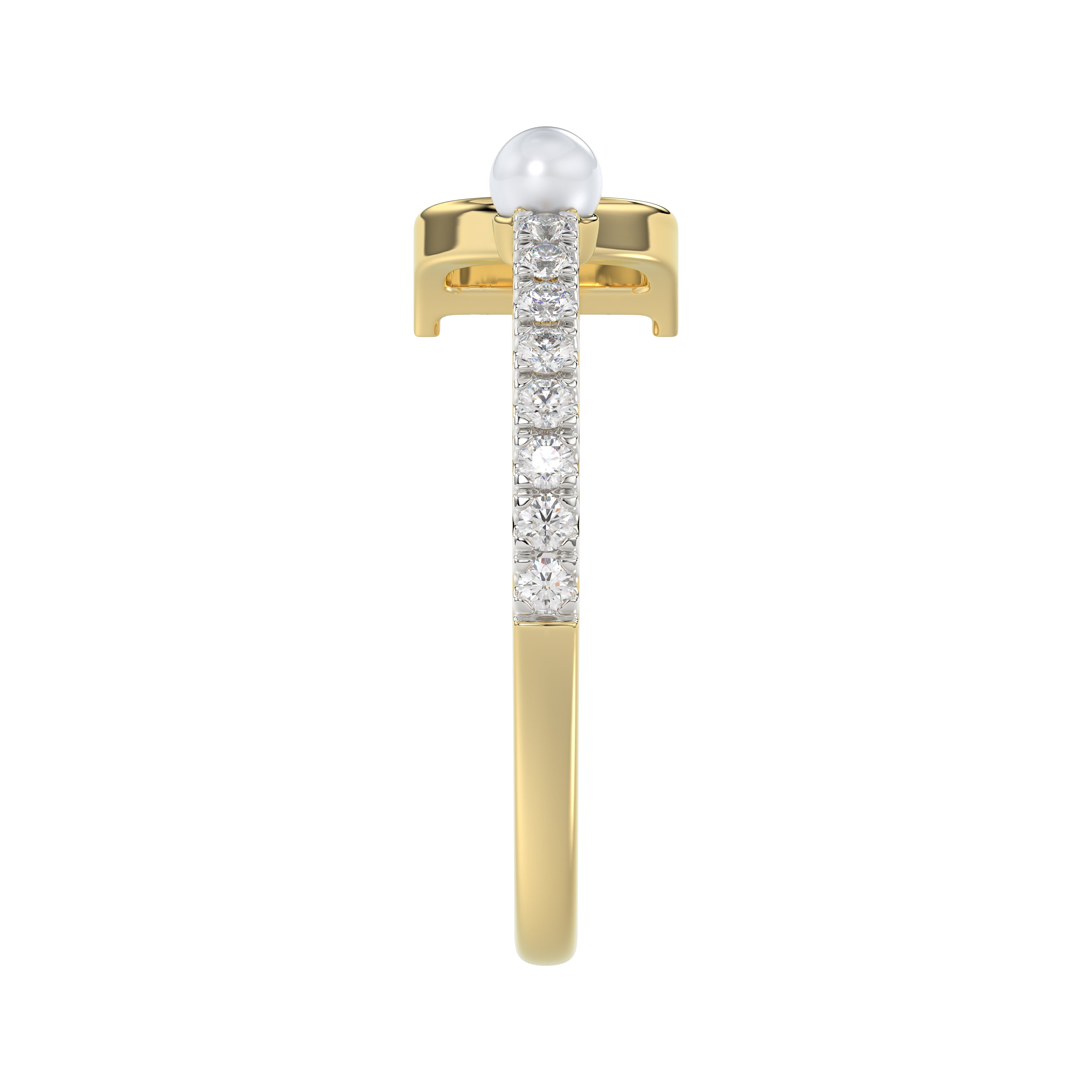 LADIES RING 0.10CT ROUND/PEARL DIAMOND 10K YELLOW GOLD