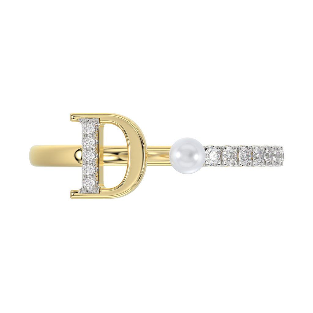 LADIES RING 0.10CT ROUND/PEARL DIAMOND 10K YELLOW GOLD