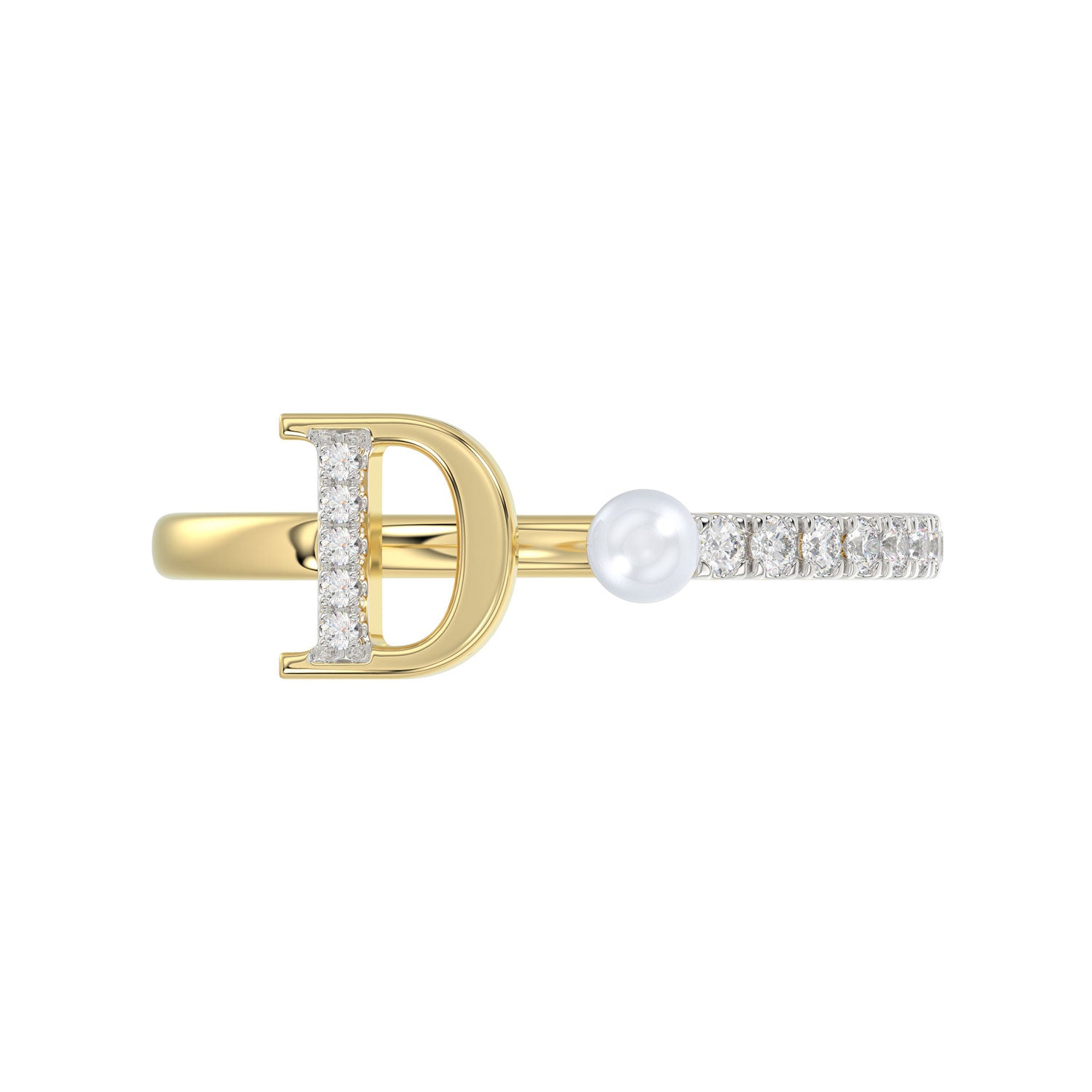 LADIES RING 0.10CT ROUND/PEARL DIAMOND 10K YELLOW GOLD