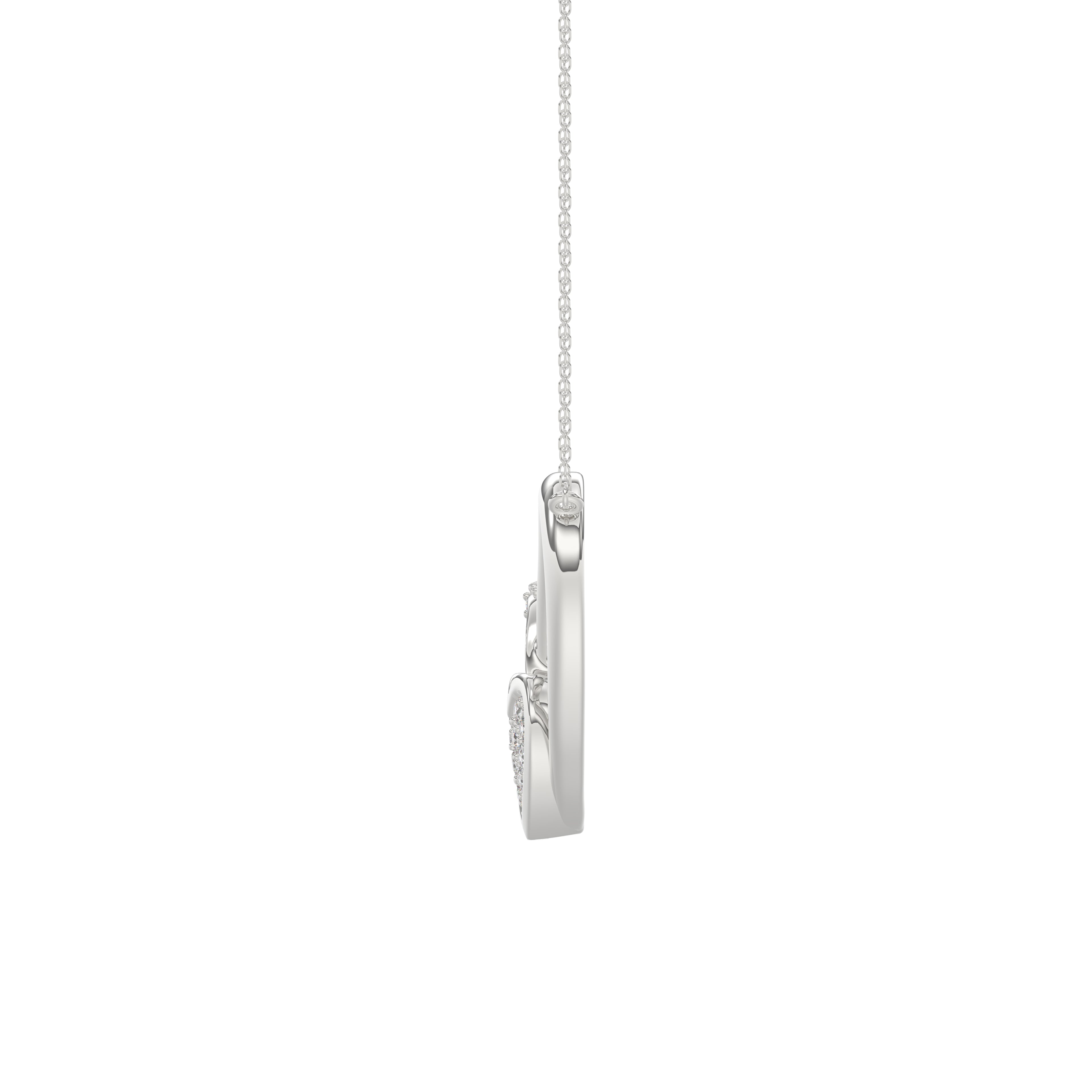 Elegant 10K White Gold Fashion Pendant Featuring A Double Heart Design With 0.15 Ct Round Diamonds. A Romantic And Stylish Ladies Jewelry