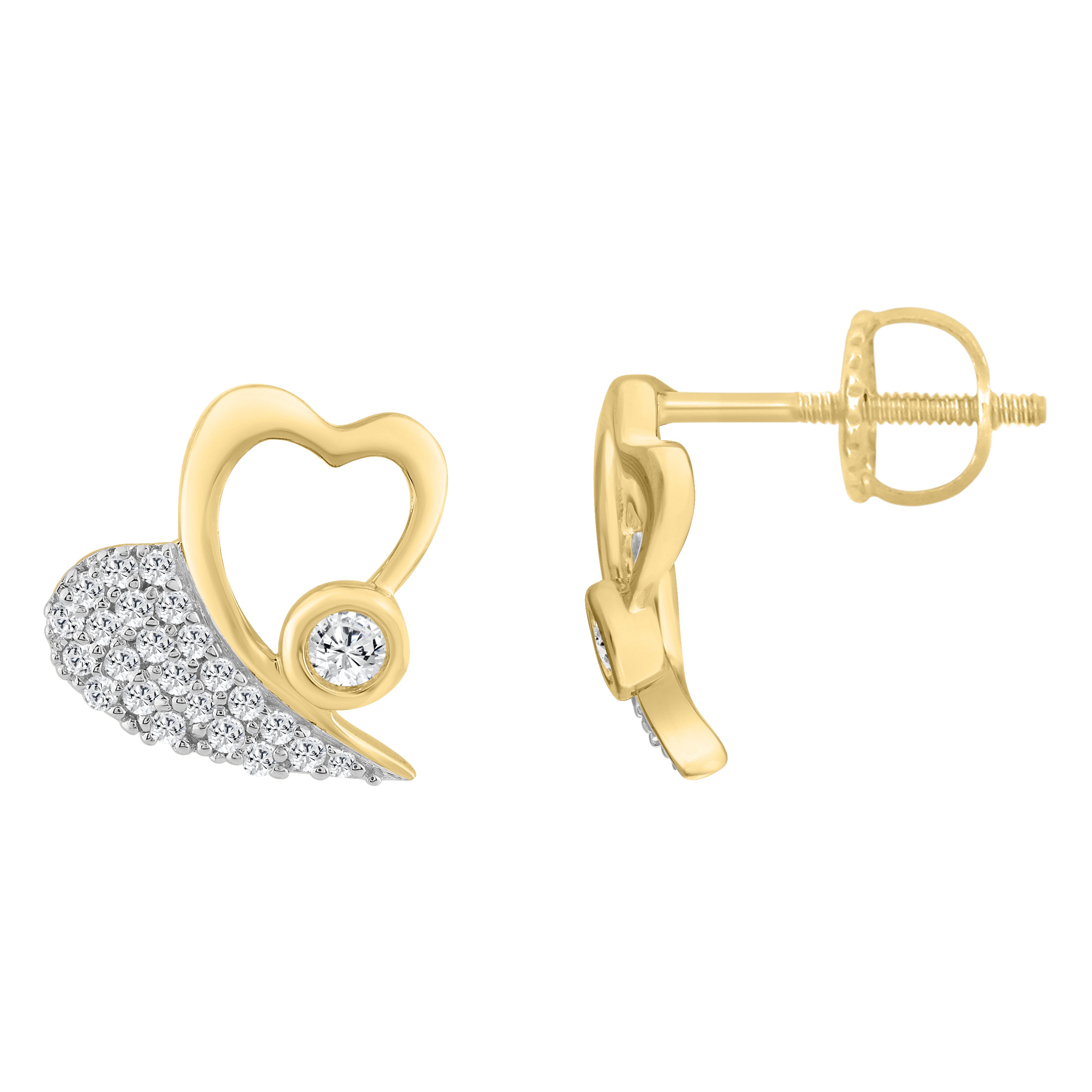 LADIES EARRINGS 0.20CT ROUND DIAMOND 10K YELLOW GOLD