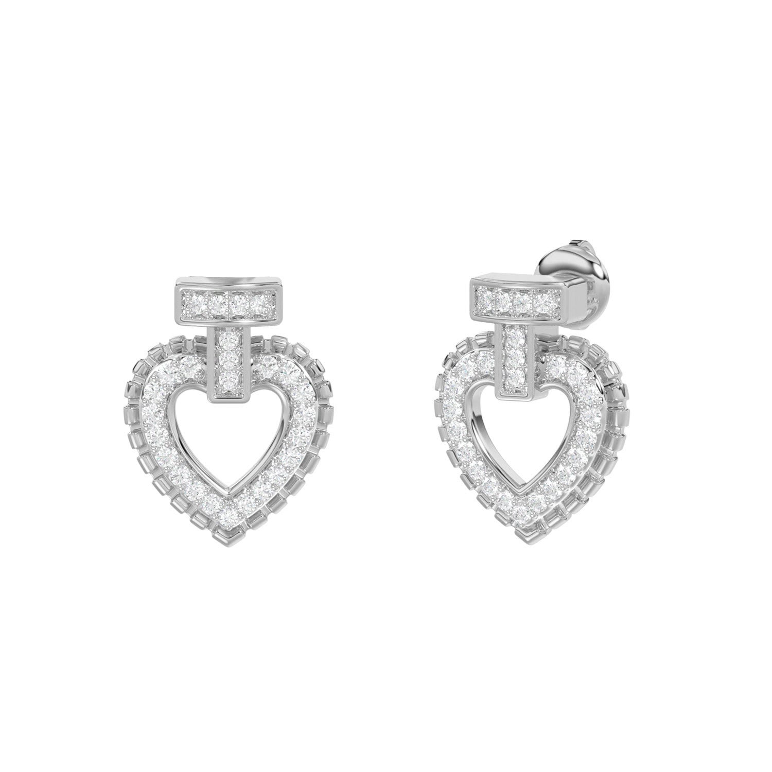 LADIES EARRINGS 0.15CT ROUND DIAMOND 10K WHITE GOLD
