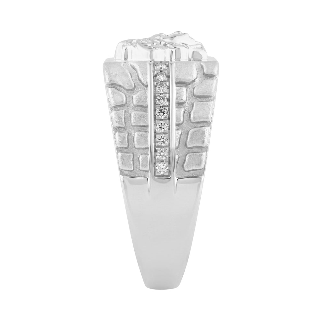 Classic Men’S Diamond Ring In Sterling Silver 0.10Ct Round Diamond Jewelry