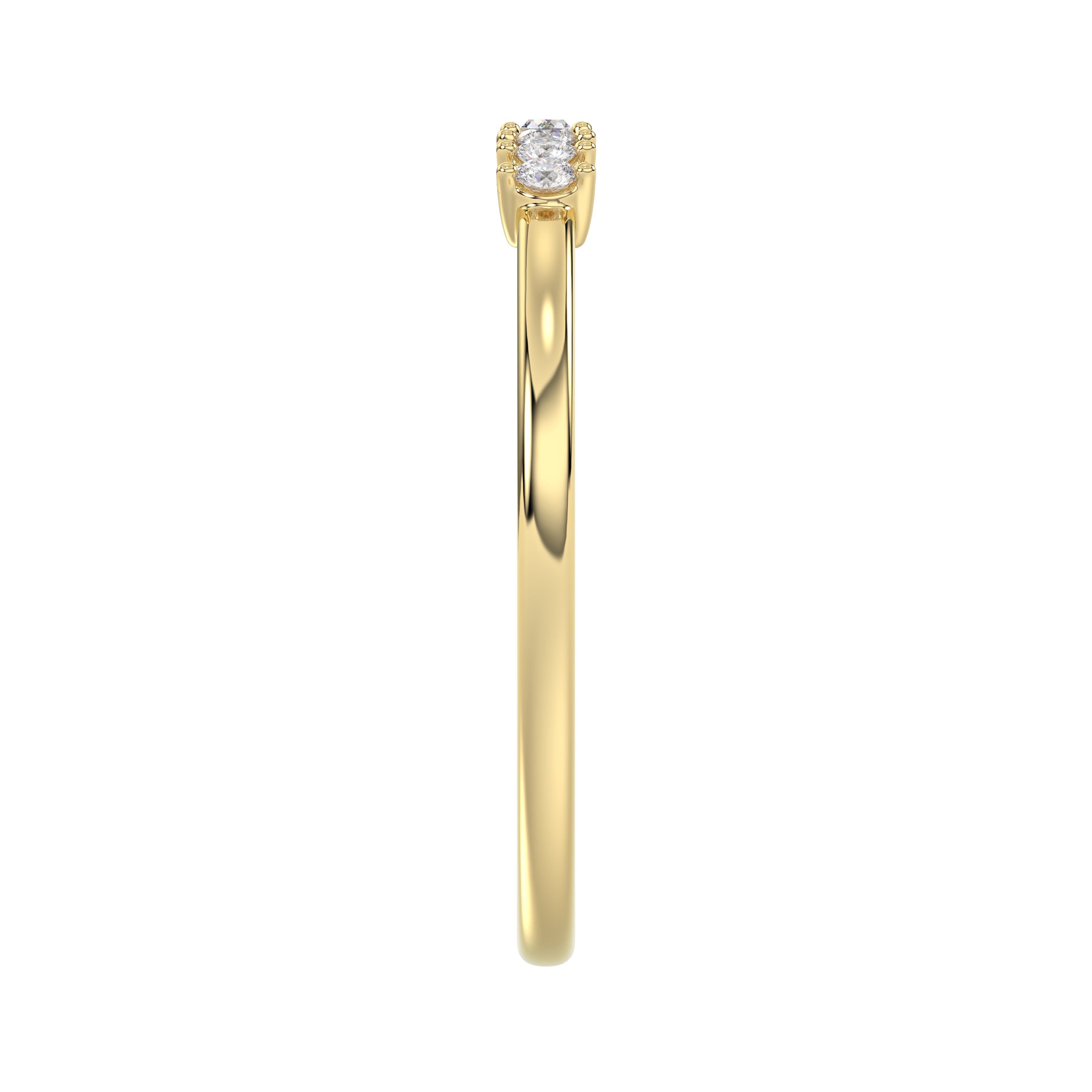 Ladies 10K Yellow Gold Diamond Fashion Ring 0.16 Ct Round & Baguette Diamond Jewelry
