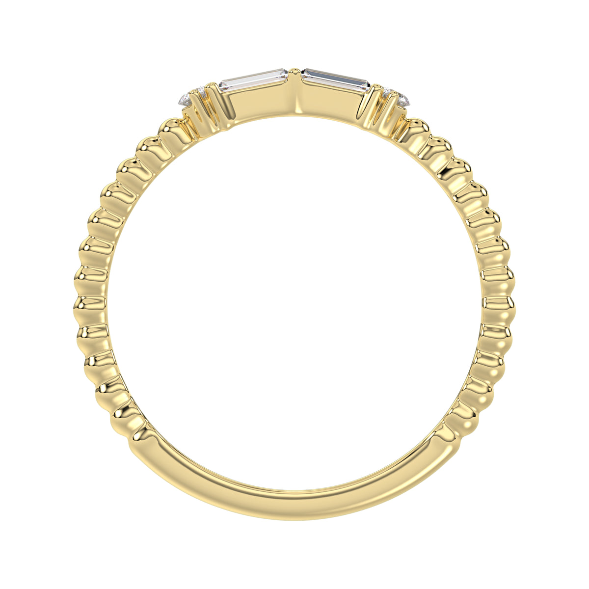 Ladies 10K Yellow Gold Diamond Fashion Ring 0.16 Ct Round & Baguette Diamond Jewelry