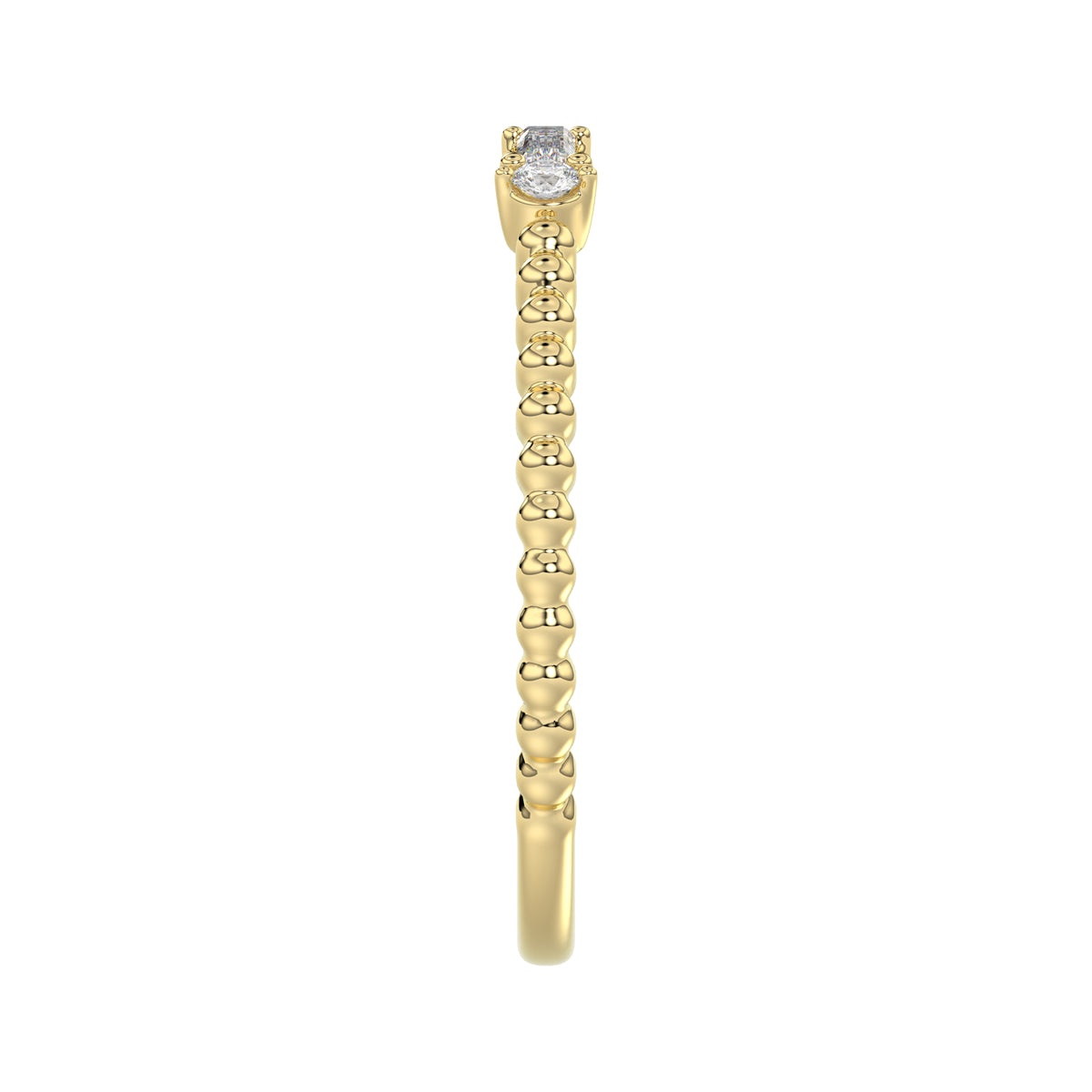 Ladies 10K Yellow Gold Diamond Fashion Ring 0.16 Ct Round & Baguette Diamond Jewelry