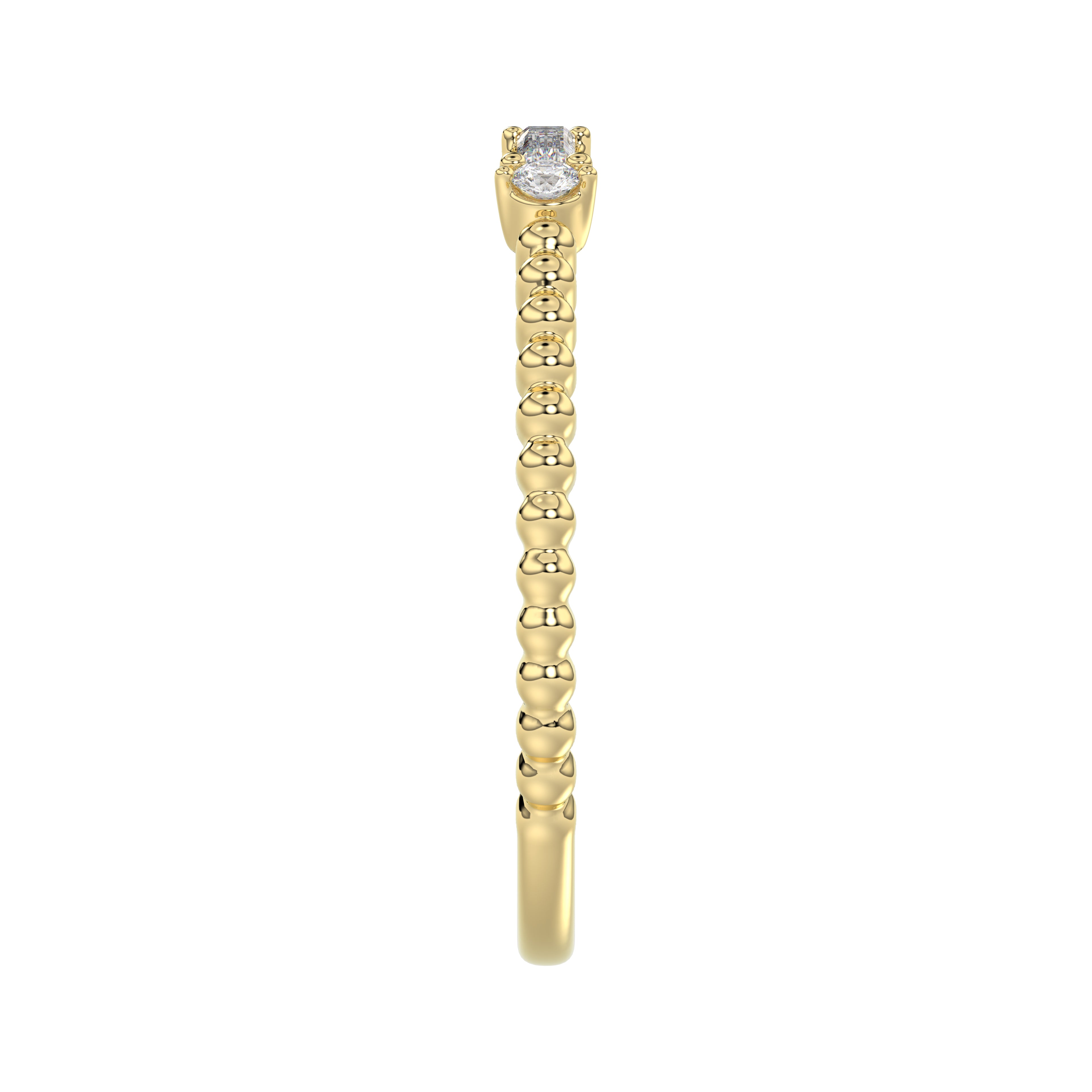 Ladies 10K Yellow Gold Diamond Fashion Ring 0.16 Ct Round & Baguette Diamond Jewelry