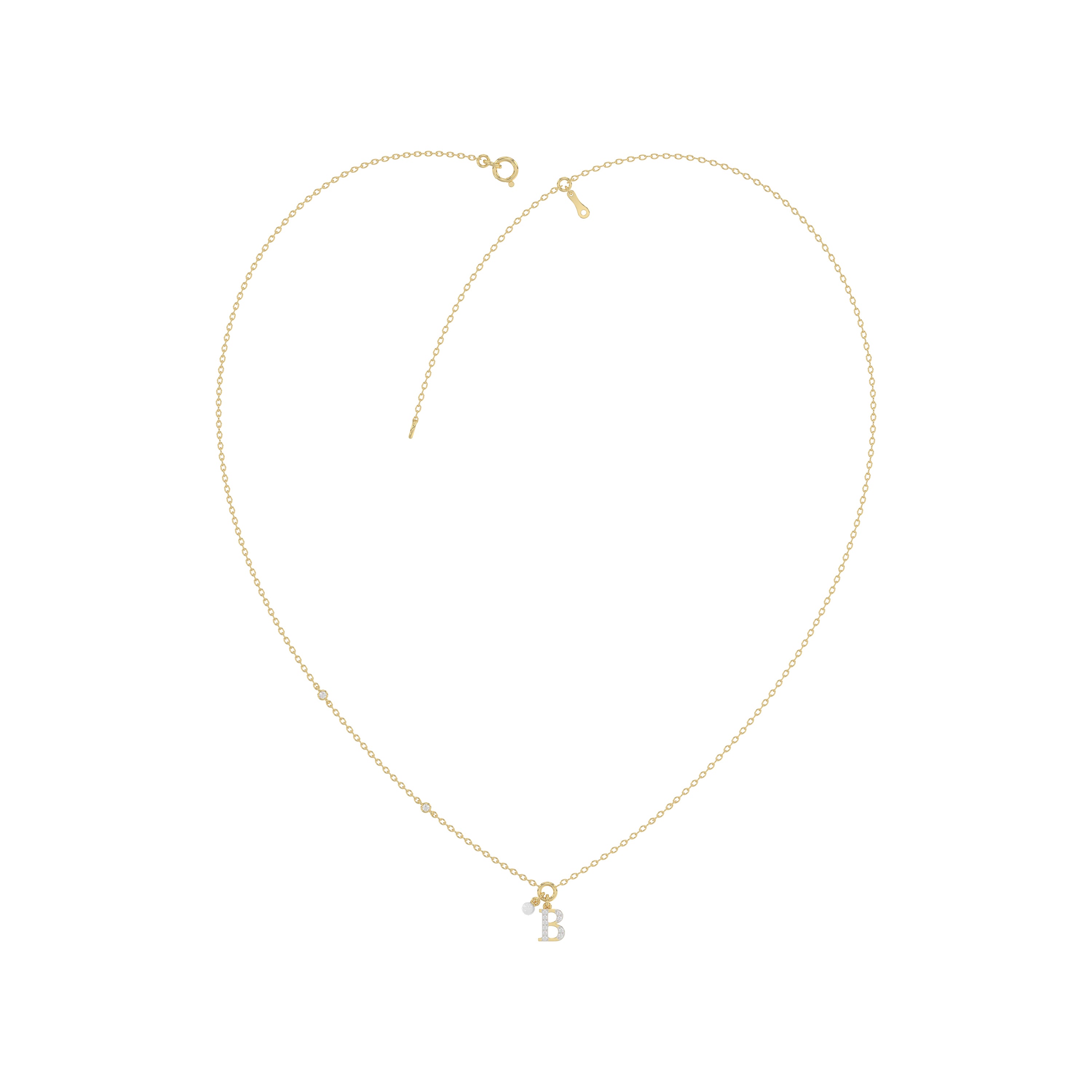 Stylish 10K Yellow Gold Ladies “K” Letter Necklace Featuring Round Ruby Diamonds And Pearl Accents. A Delicate And Personalized Fine Jewelry