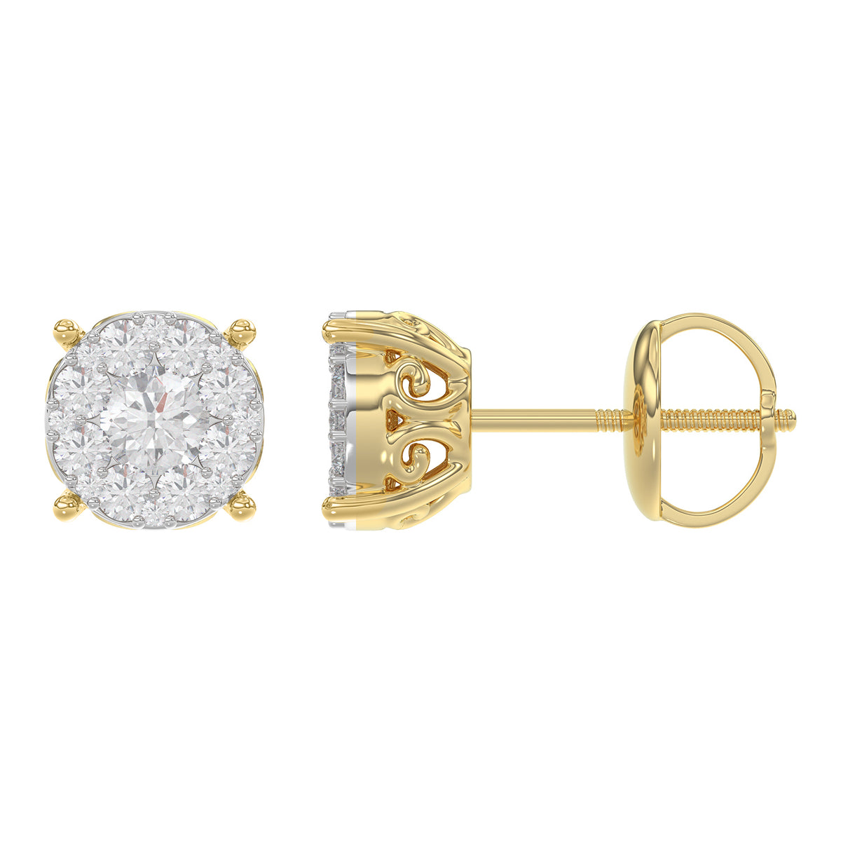 LADIES EARRINGS 0.30CT ROUND DIAMOND 14K YELLOW GOLD (SI QUALITY)
