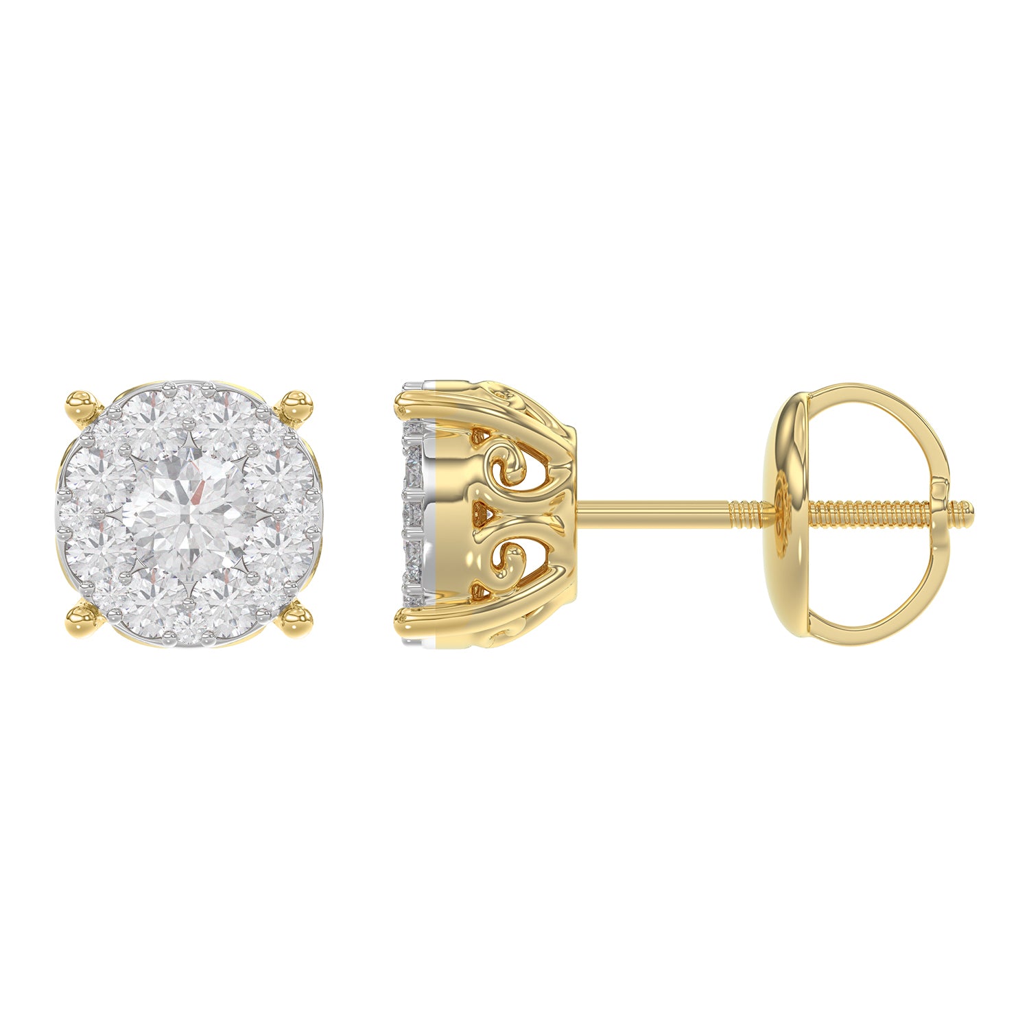 LADIES EARRINGS 0.30CT ROUND DIAMOND 14K YELLOW GOLD (SI QUALITY)