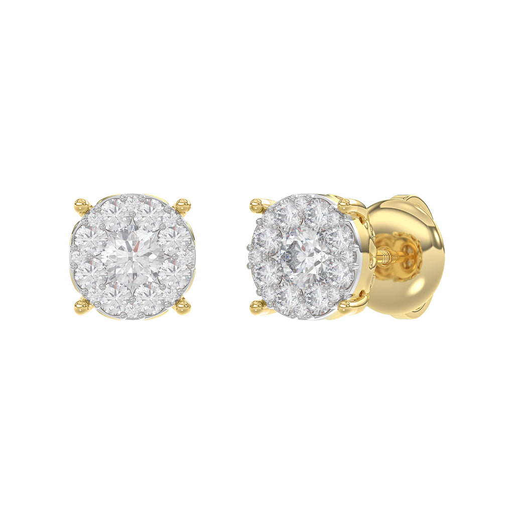 LADIES EARRINGS 0.30CT ROUND DIAMOND 14K YELLOW GOLD (SI QUALITY)