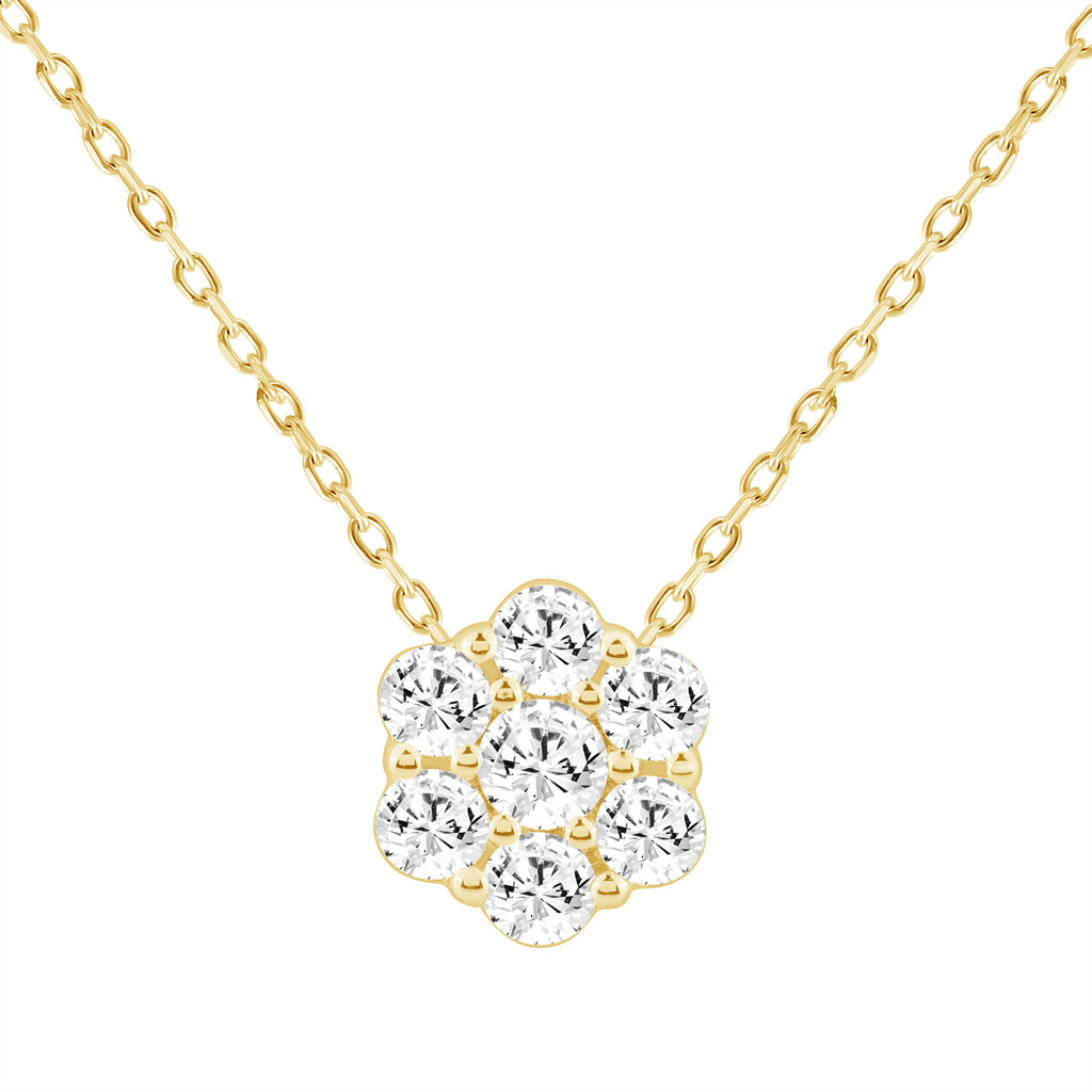 LADIES PENDANT WITH CHAIN 0.50CT ROUND DIAMOND 14K YELLOW GOLD