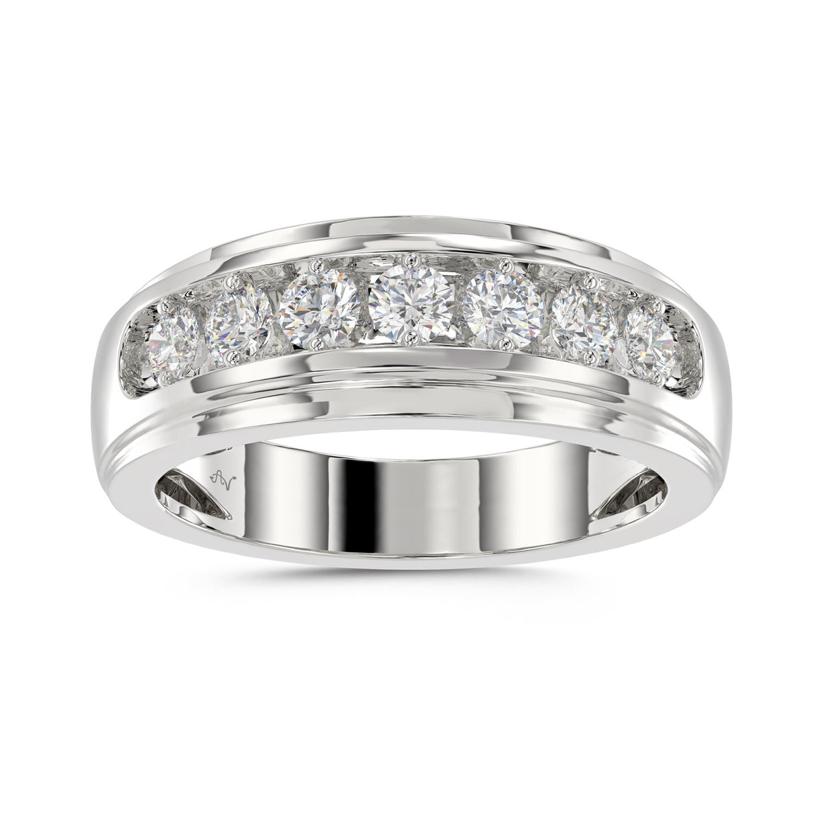 MEN'S BAND 1.00CT ROUND DIAMOND 10K WHITE GOLD