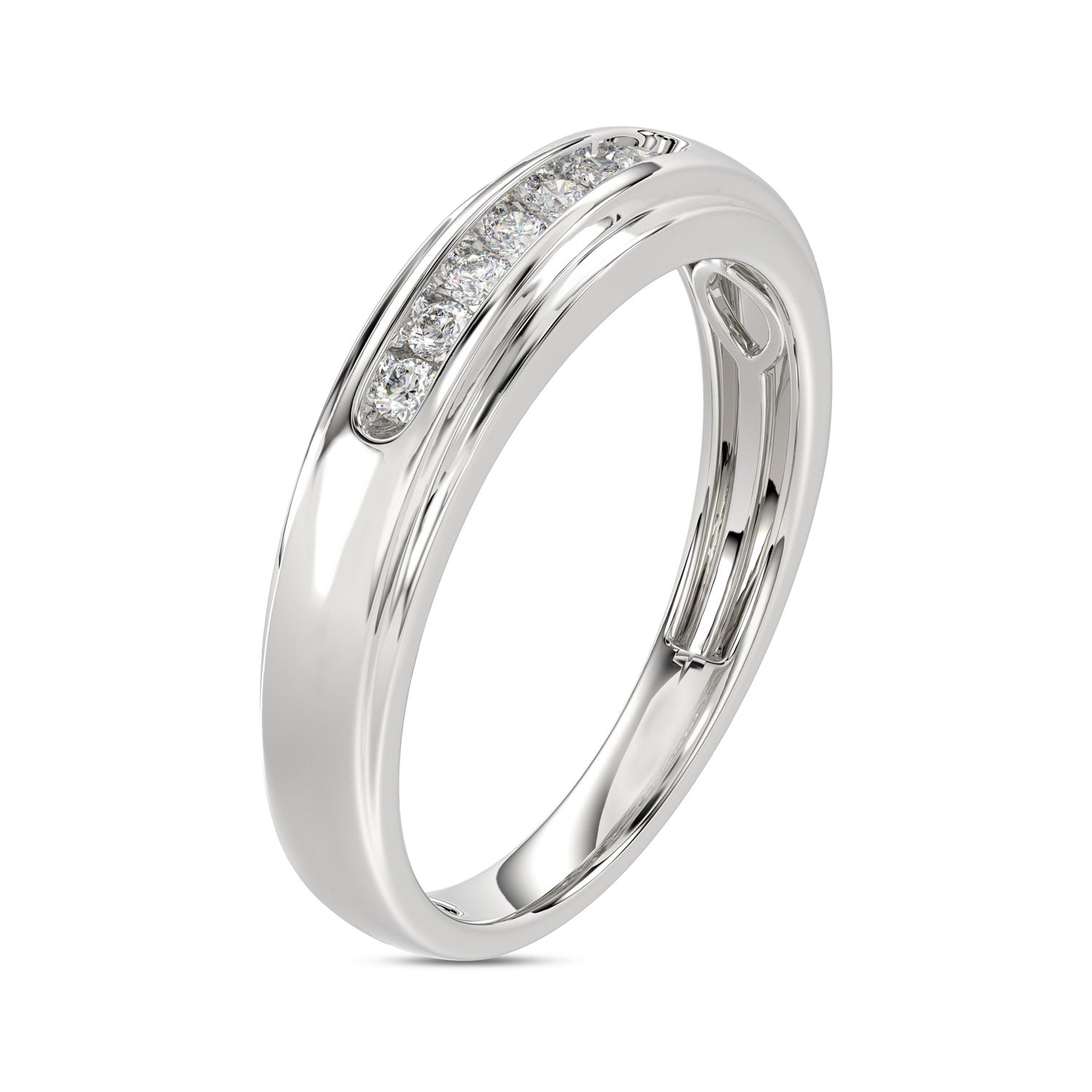 MEN'S BAND 0.25CT ROUND DIAMOND 10K WHITE GOLD