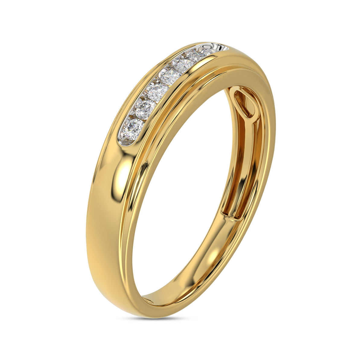 MEN'S BAND 0.25CT ROUND DIAMOND 10K YELLOW GOLD