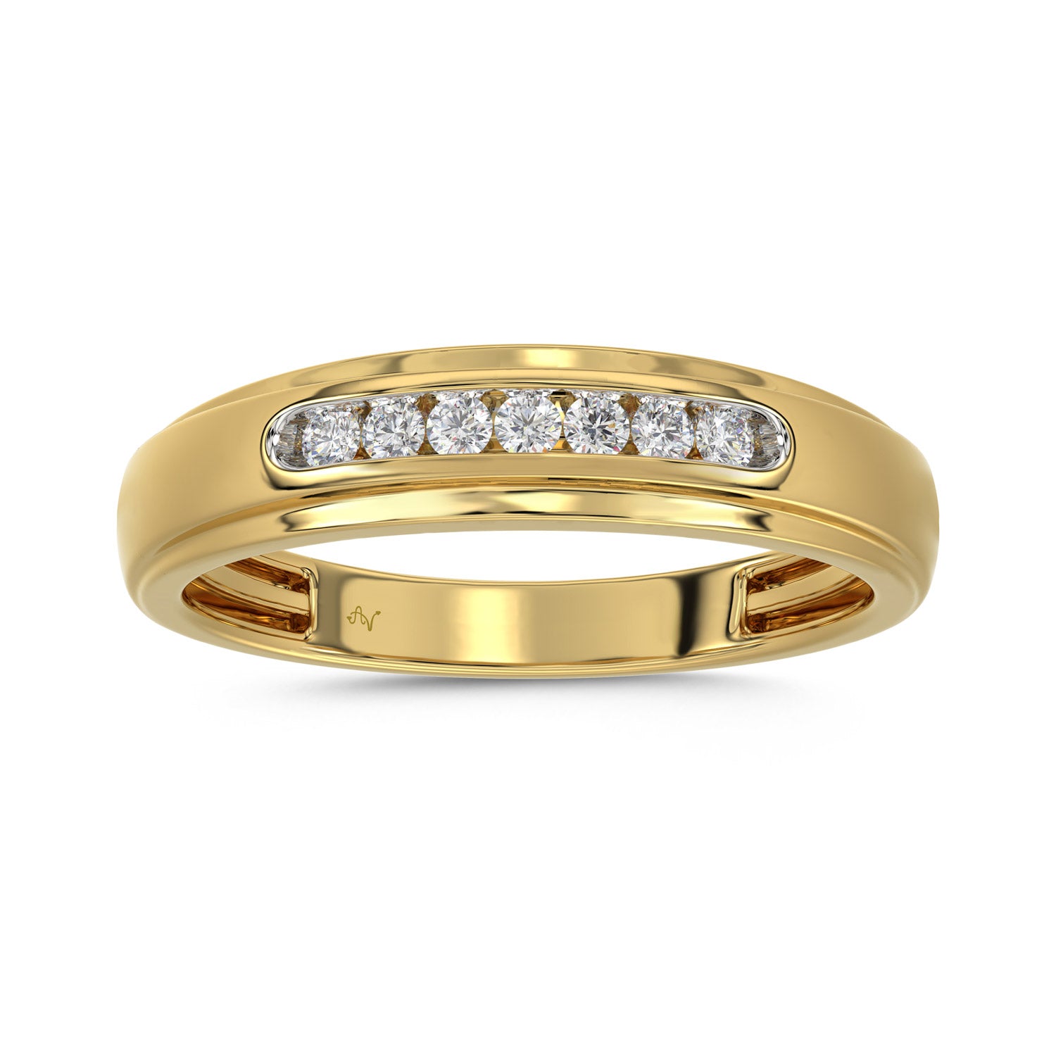 MEN'S BAND 0.25CT ROUND DIAMOND 10K YELLOW GOLD