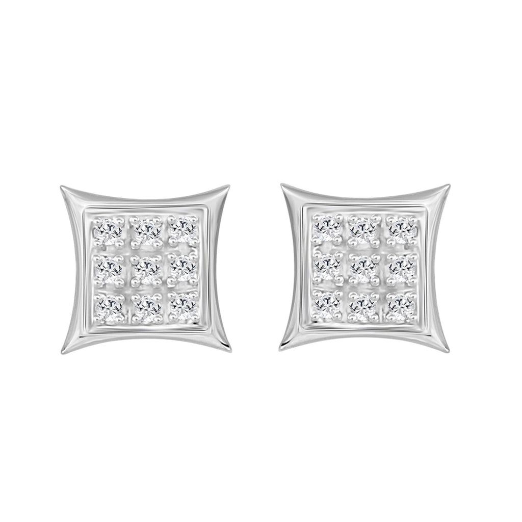 Sterling Silver Diamond Yuva Stud Earrings For Women 0.05 Ct Round Cut Minimal Everyday Earrings