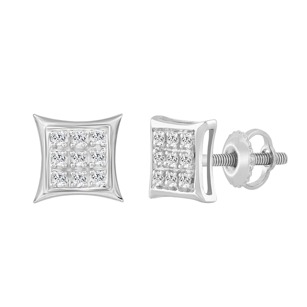 Sterling Silver Diamond Yuva Stud Earrings For Women 0.05 Ct Round Cut Minimal Everyday Earrings